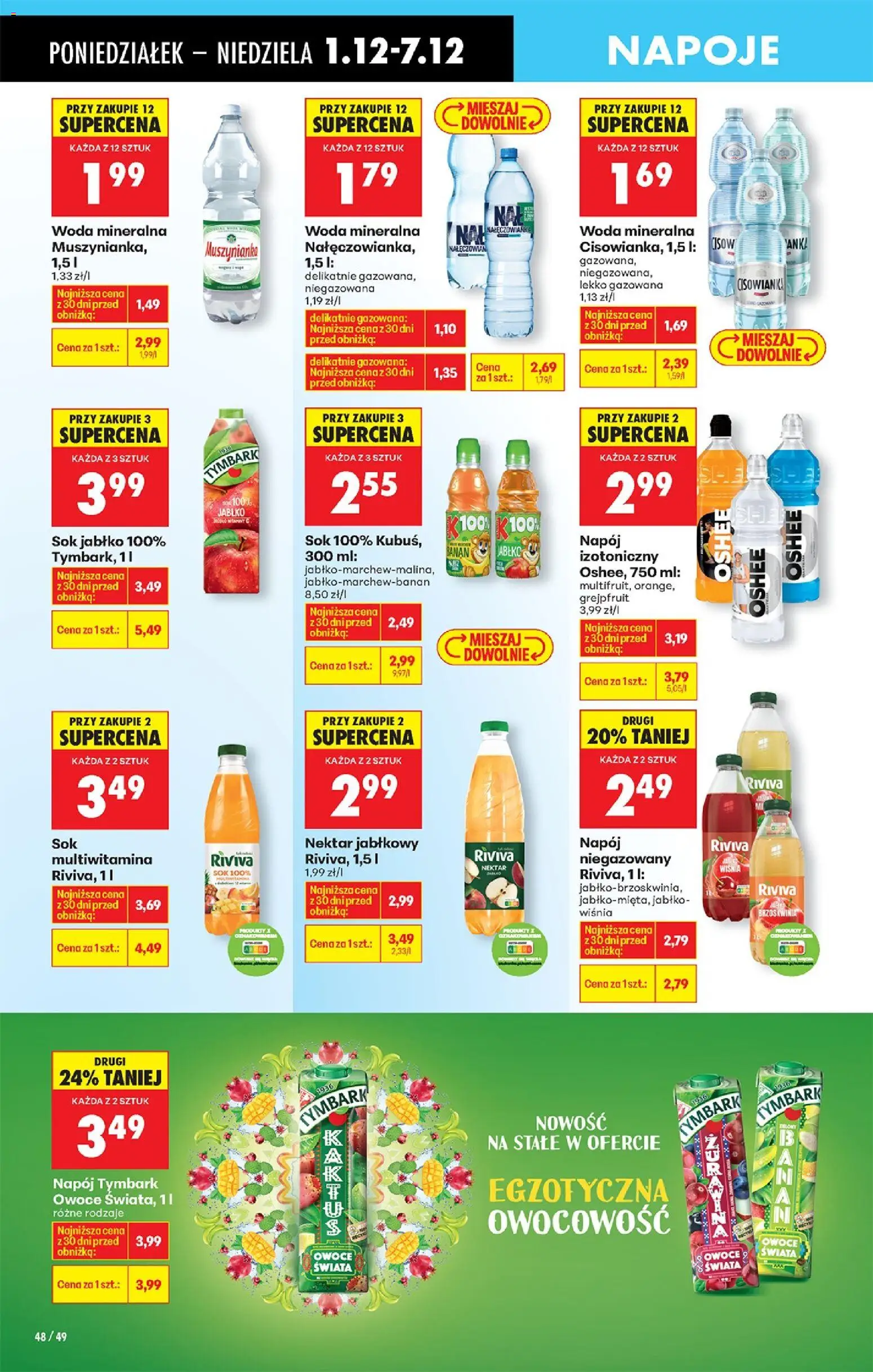 Biedronka gazetka od 01.12.2025 | Strona: 66 | Produkty: Sok multiwitamina, Napoje, Woda, Owoce