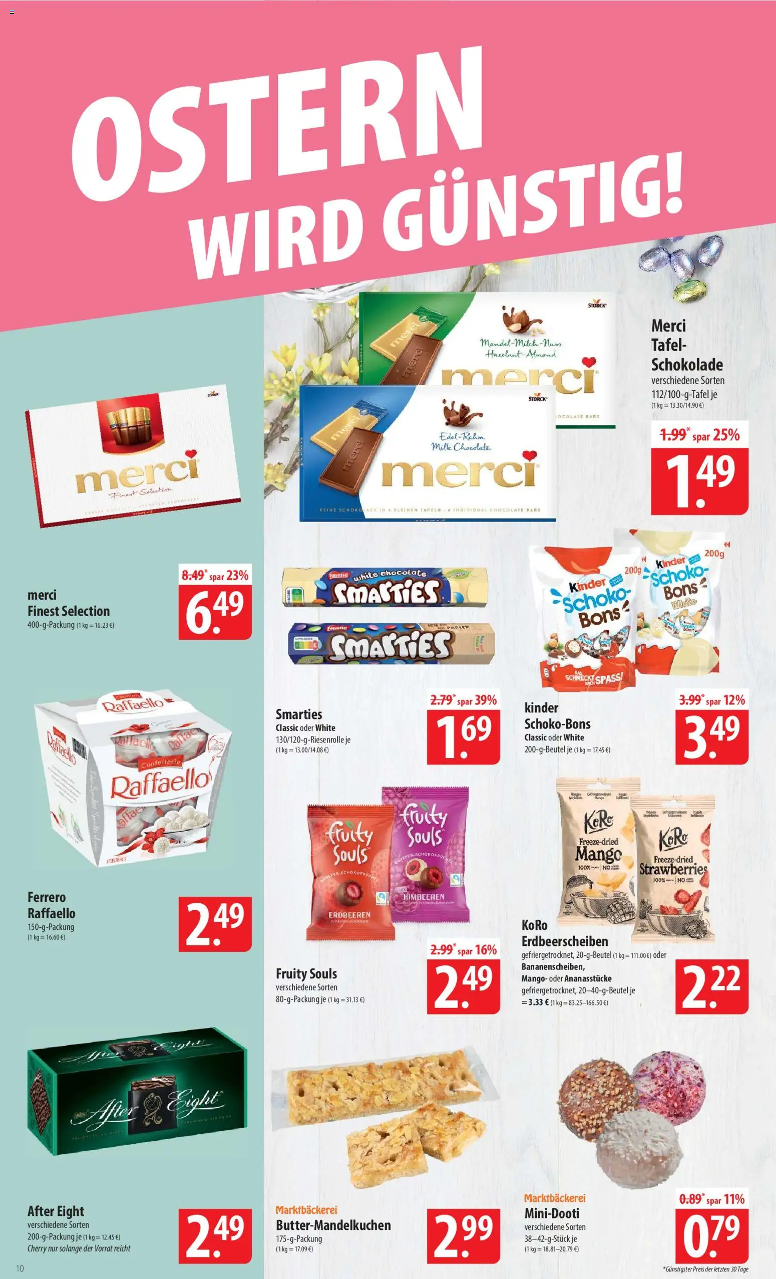 Famila Prospekt 	 – gültig ab 30.03.2026 | Seite: 10 | Produkte: Himbeeren, Raffaello, Schokolade, Smarties