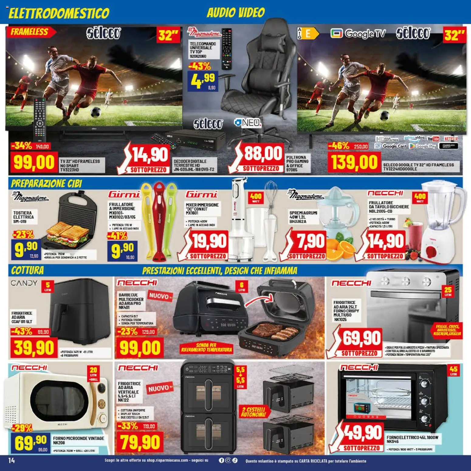 Volantino RisparmioCasa del 24.01.2026 | Pagina: 14 | Prodotti: Arrosto, Tostiera, Griglia, Tavolo