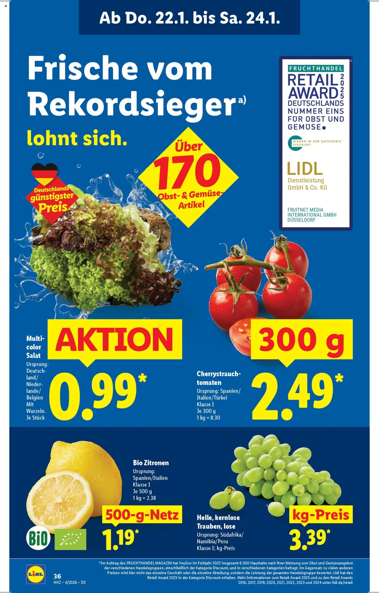 Lidl Prospekt Nagold – gültig ab 19.01.2026 | Seite: 54 | Produkte: Gemüse, Obst, Salat, Zitronen