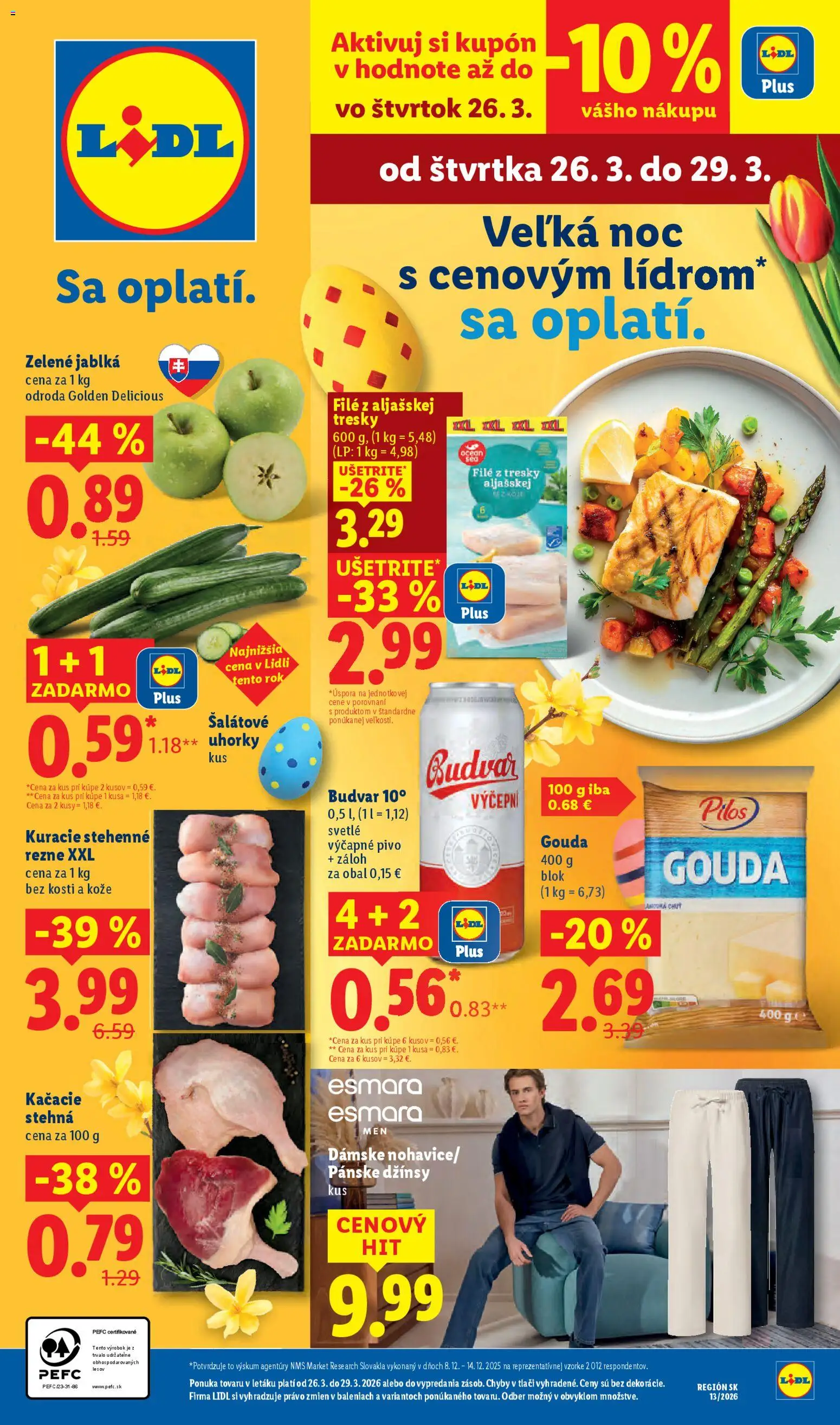 Nové Lidl akcie – leták je platný od 23.03.2026 | Strana: 56 | Produkty: Pivo, Kačacie stehná, Apple, Uhorky