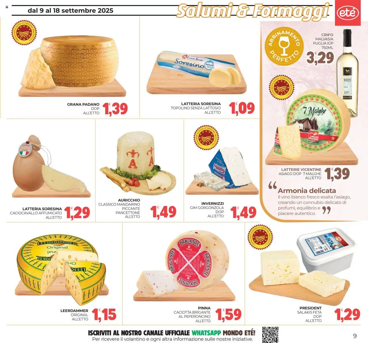 Volantino Eté del 09.09.2025 | Pagina: 9 | Prodotti: Peperoncino, Grana Padano, Feta, Gorgonzola