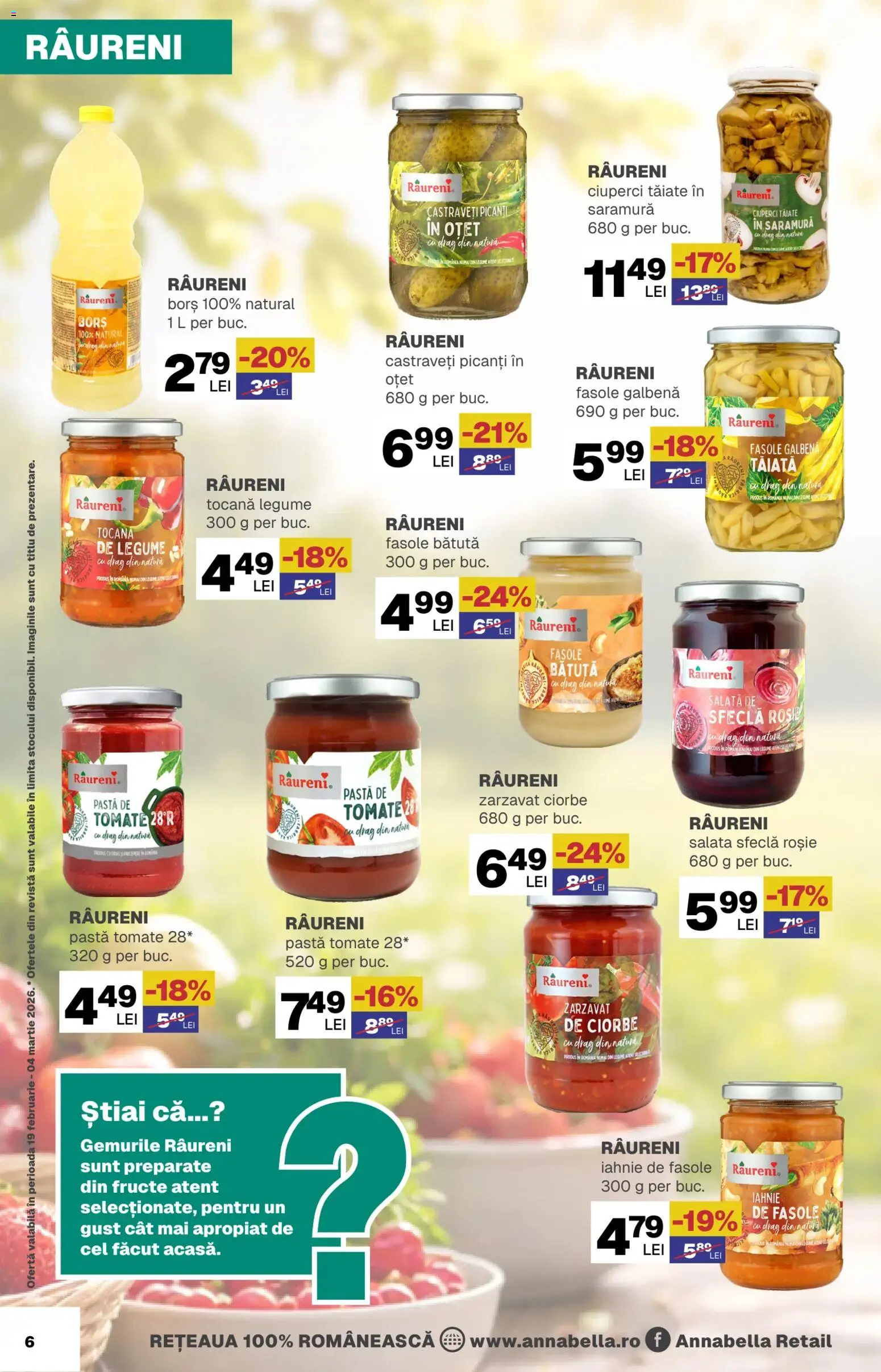 Noul catalog Annabella – valabil de la 19.02.2026 | Pagină: 6 | Produse: Pară, Borș, Ciuperci, Legume