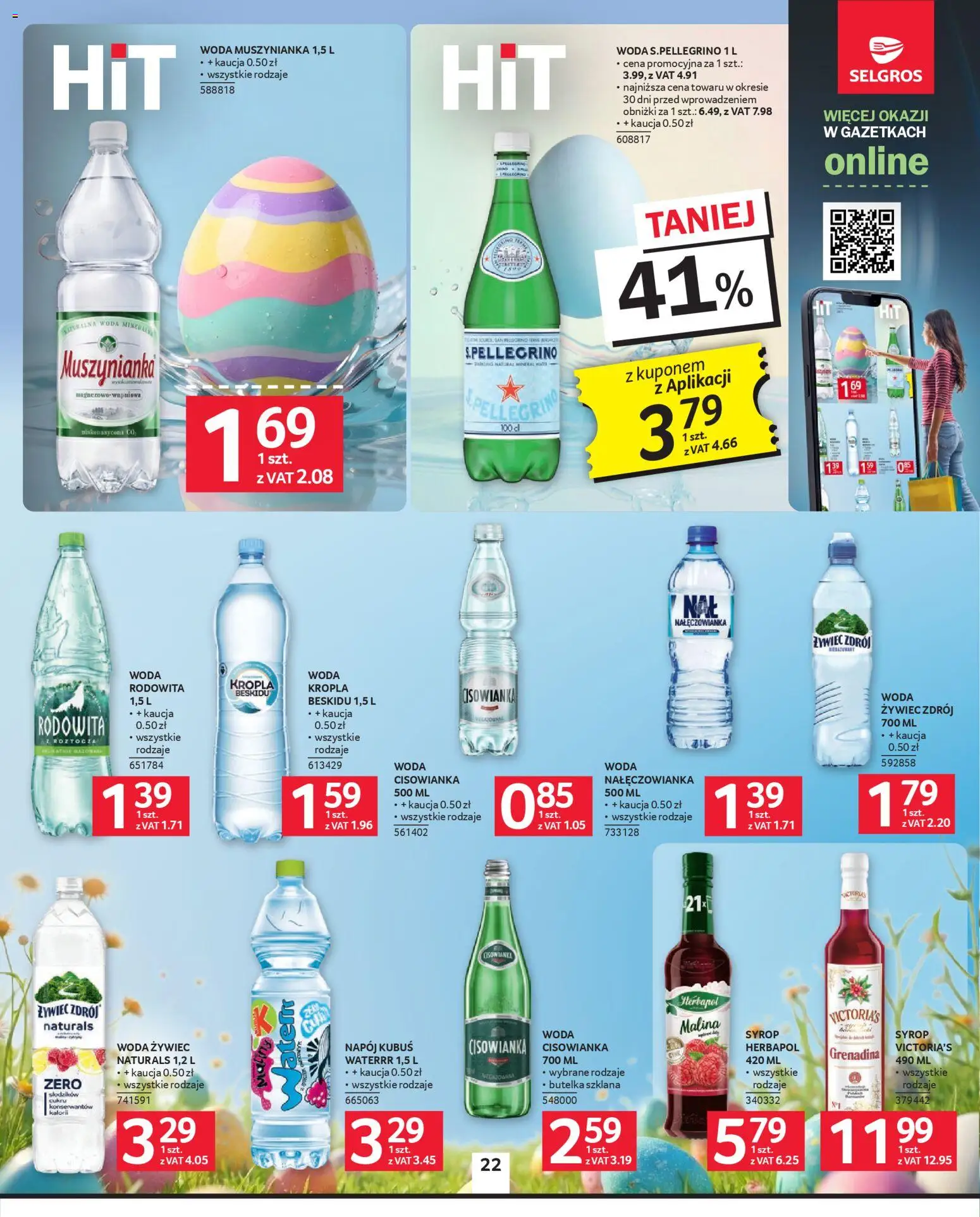 Selgros cash&carry gazetka od 19.03.2026 | Strona: 22 | Produkty: Syrop, Malina, Muszynianka, Woda