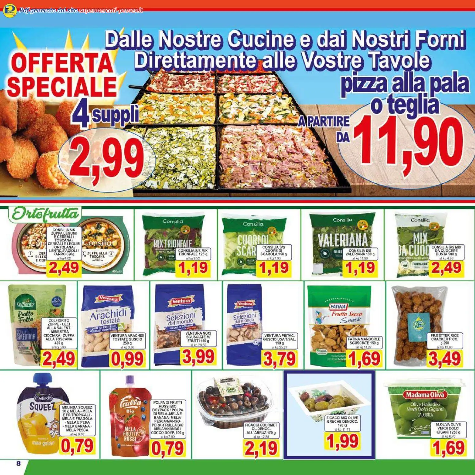 Volantino Pewex del 26.01.2026 | Pagina: 8 | Prodotti: Ceci, Frutta, Pesca, Cocco