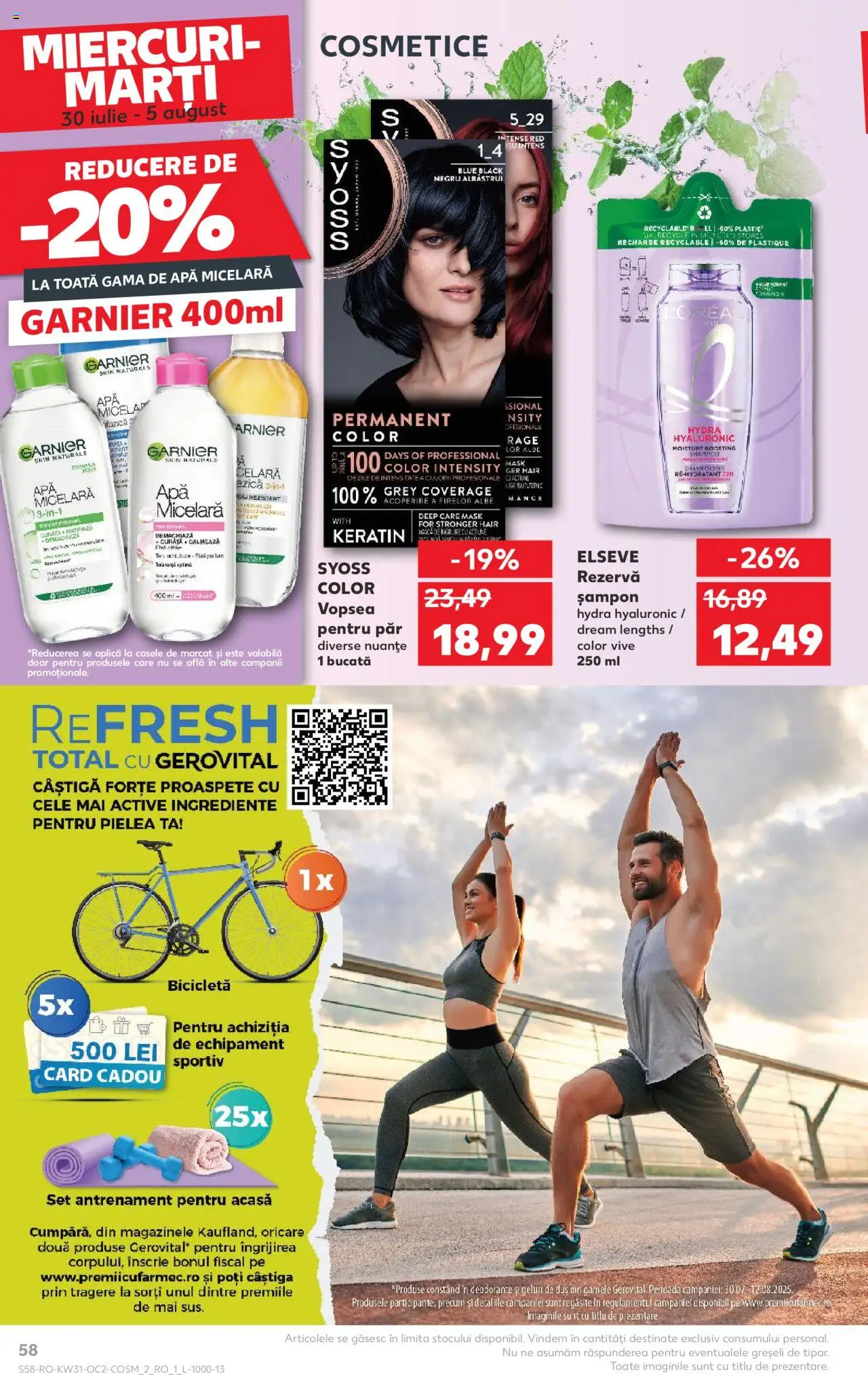 Kaufland RO akciós ujság - amely érvényes a következő dátumtól: 30.07.2025 | Oldal: 58 | Termékek: Sampon