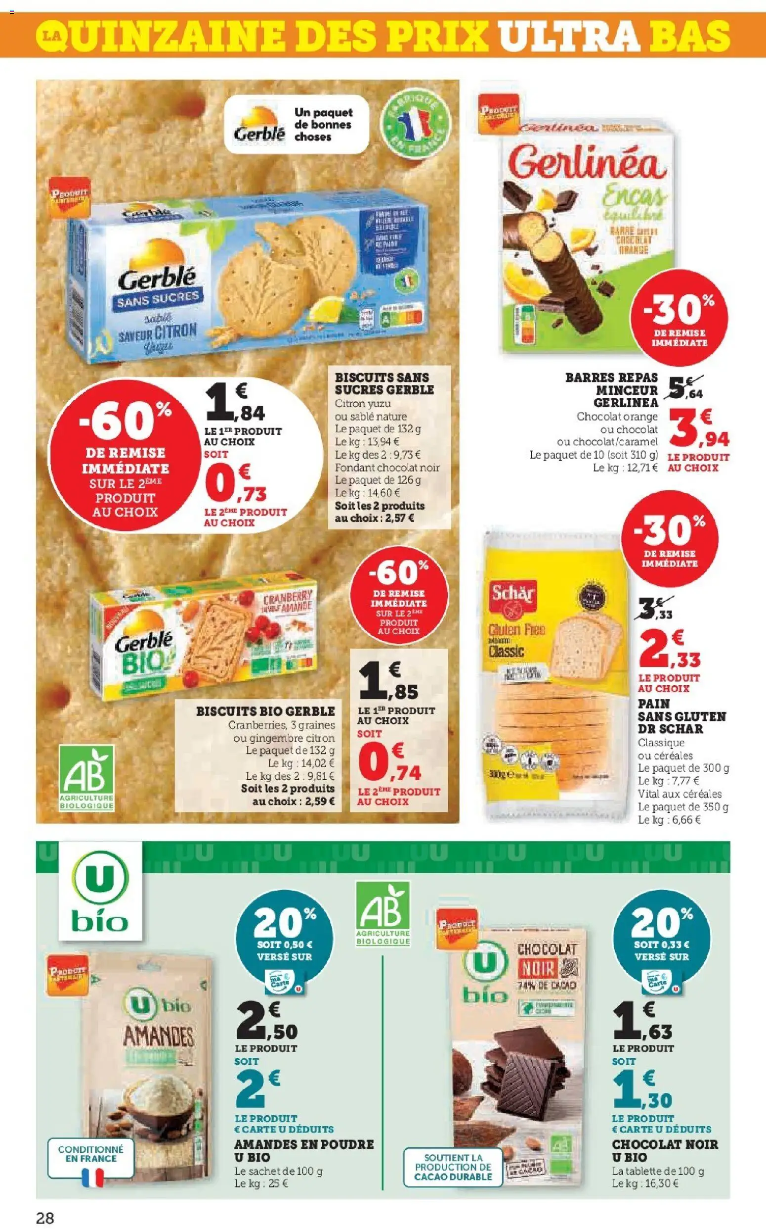 {H1} | Page: 28 | Produits: Orange, Amandes en poudre, Pain, Amandes