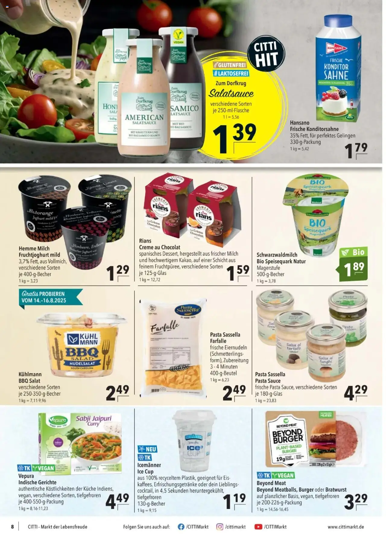 CITTI Tilbudsavis gyldig fra 13.08.2025 | Side: 8 | Produkter: Pasta, Salat, Salsa, Balsamico