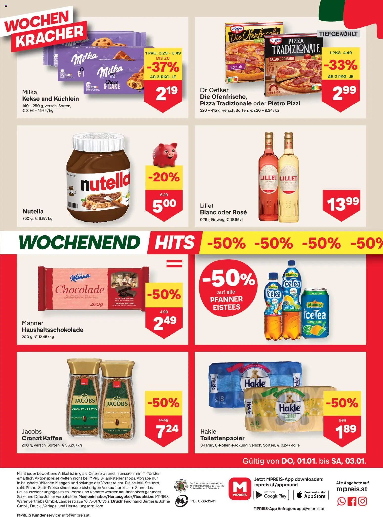 MPREIS Flugblatt gültig ab 01.01.2026 | Seite: 12 | Produkte: Kekse, Kaffee, Pizza