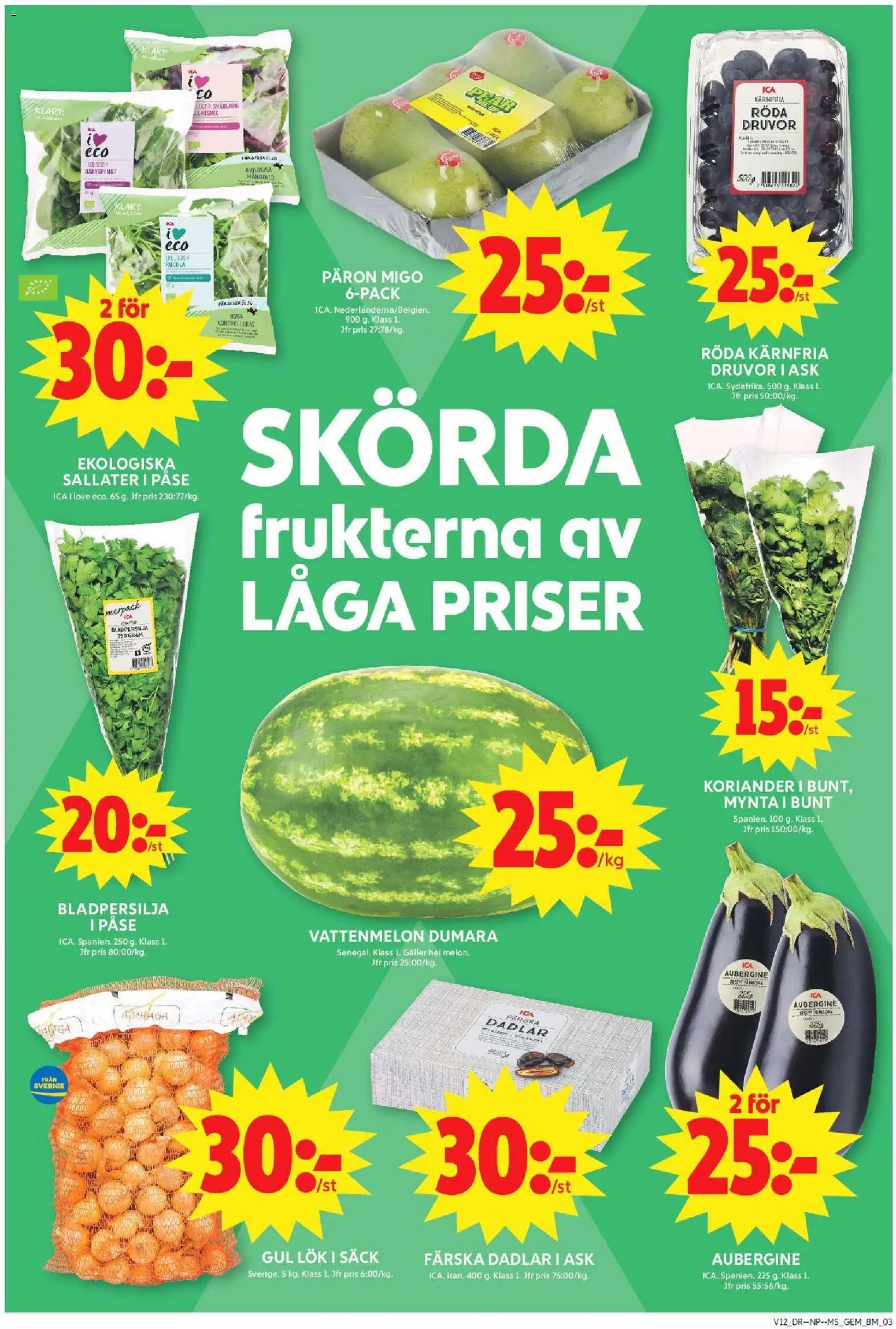 ICA Maxi reklamblad aktuell från 16.03.2026 | Sida: 4 | Produkter: Gul lök, Aubergine, Mynta, Koriander