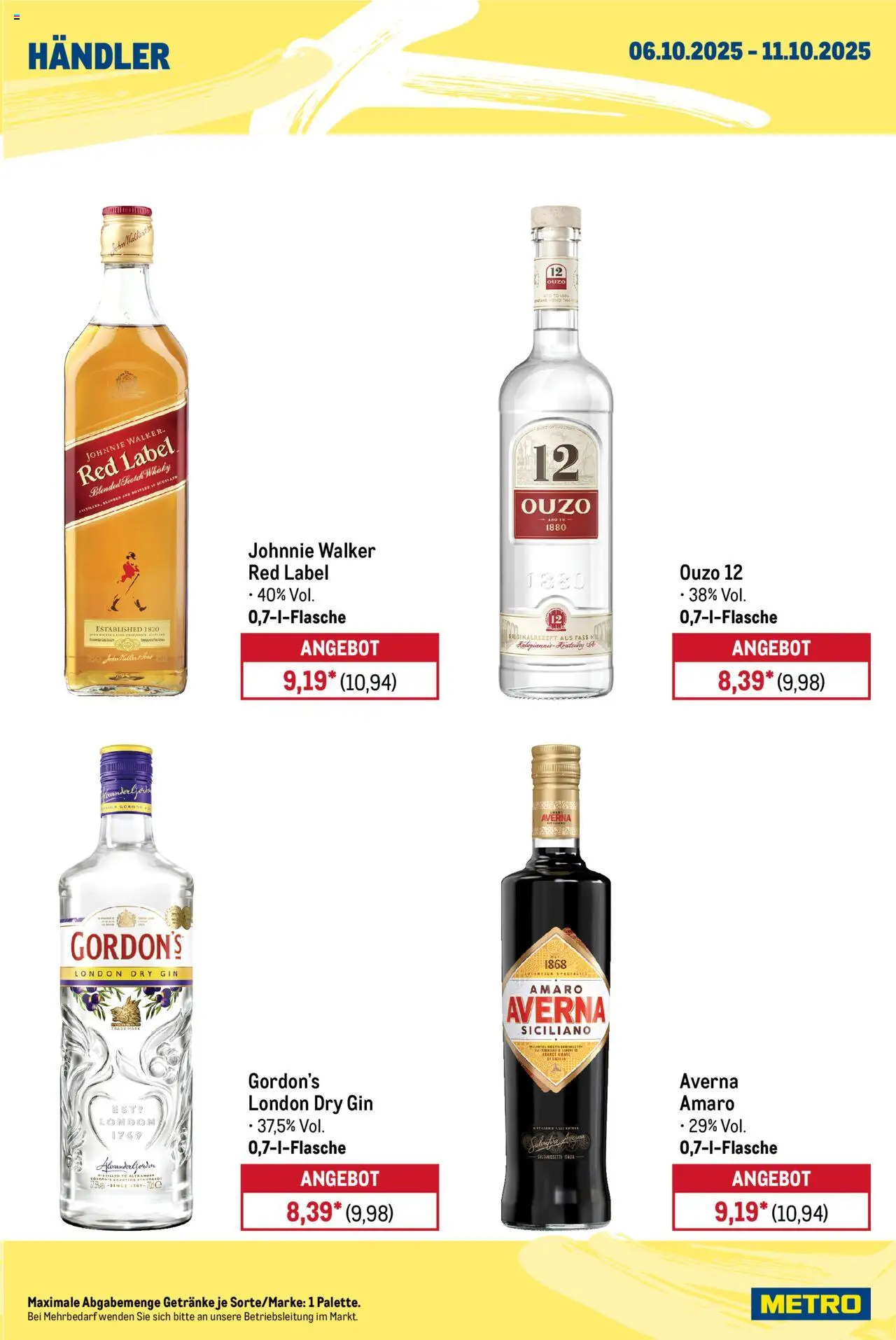 Metro  Wochen-Angebote Händler – gültig ab 06.10.2025 | Seite: 7 | Produkte: Whisky, Ouzo 12, Ouzo, Gin