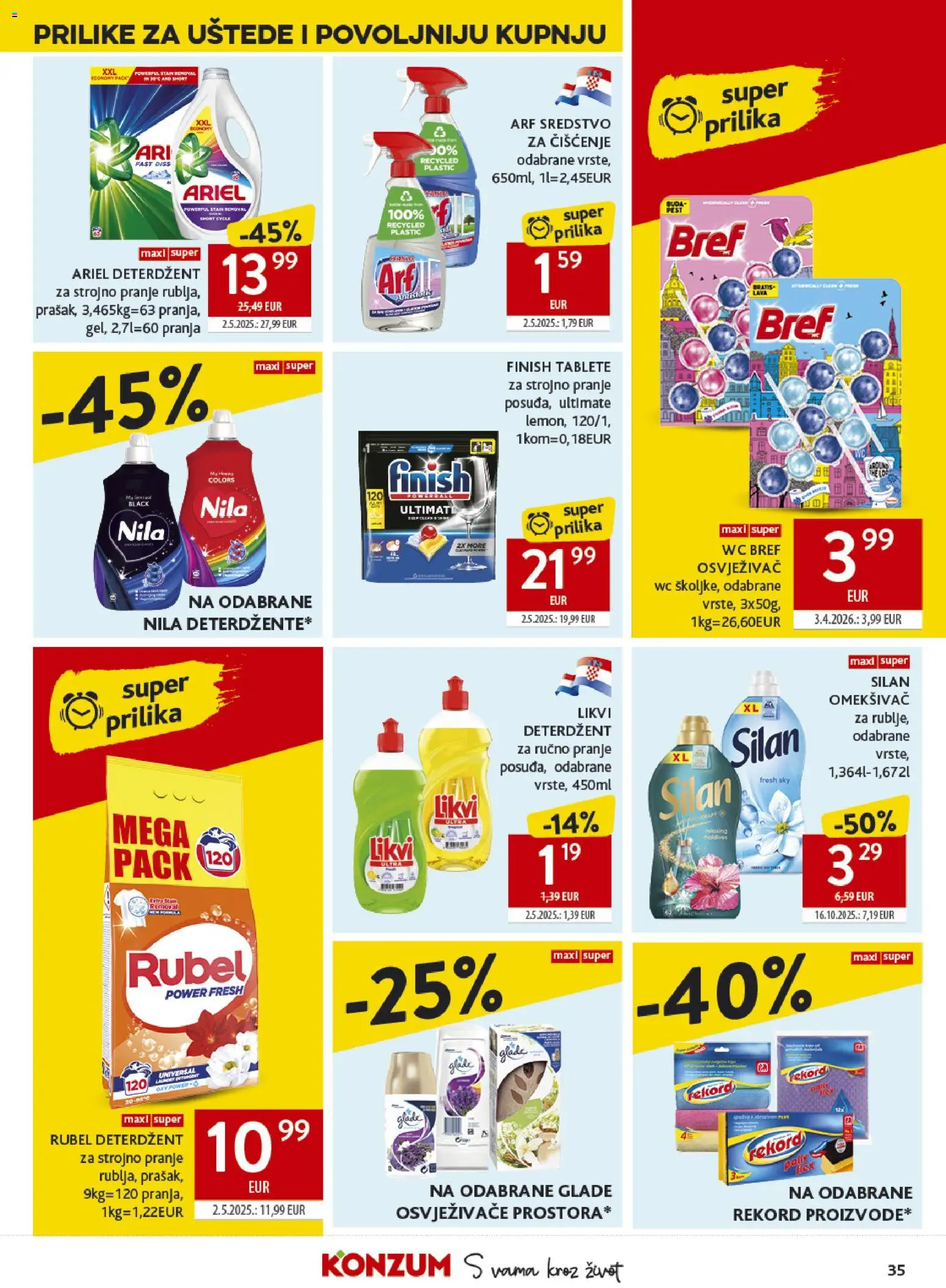 Konzum katalog | vrijedi od 22.04.2026 | Stranica: 35 | Proizvodi: Rubel, Omekšivač, Finish, Ariel