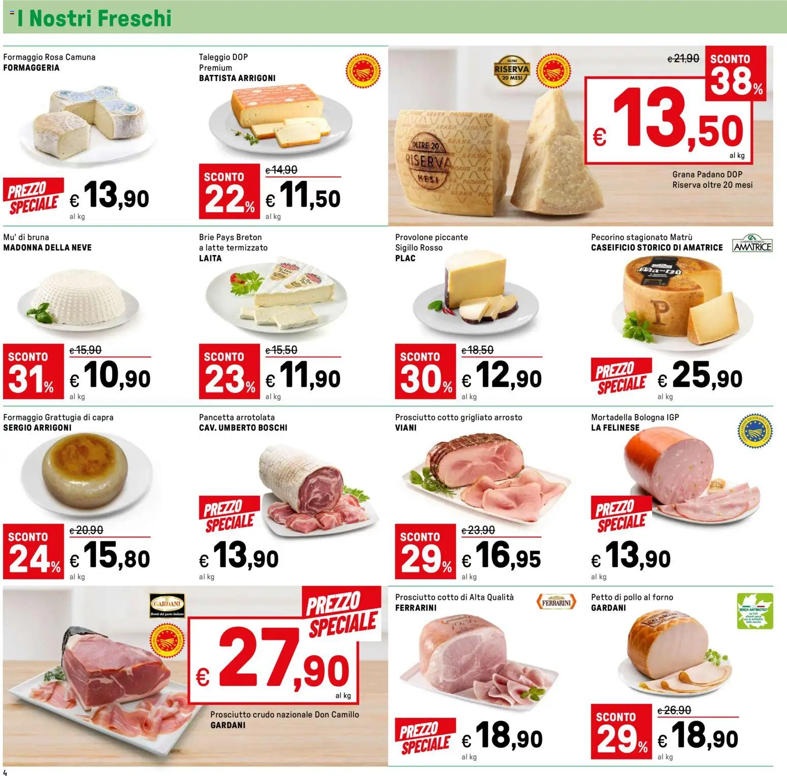 Volantino Iper del 16.01.2026 | Pagina: 4 | Prodotti: Pollo, Pancetta, Formaggio, Mortadella