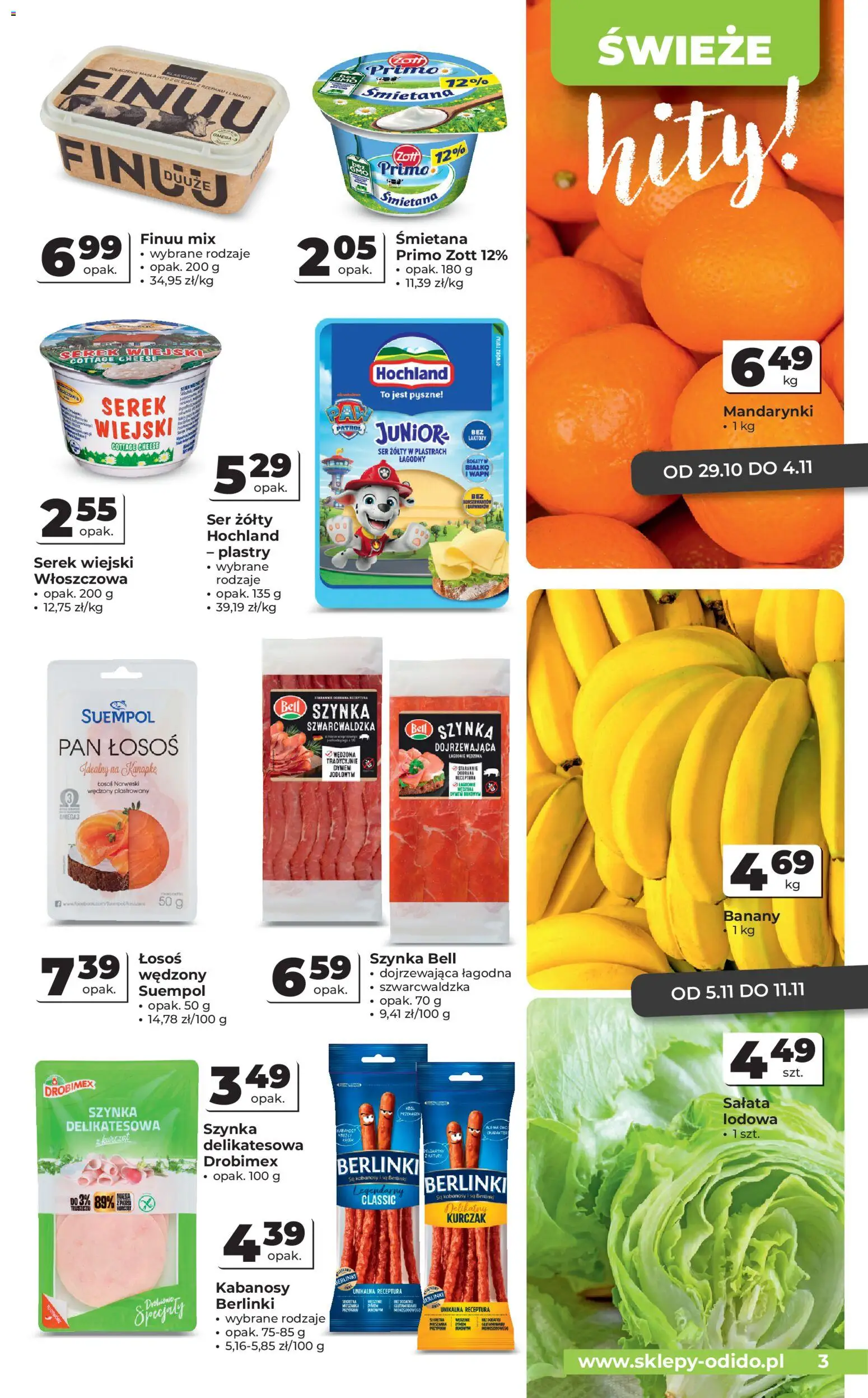 Odido Gazetka od 29.10.2025 | Strona: 3 | Produkty: Ser żółty, Kurczak, Ser, Banany