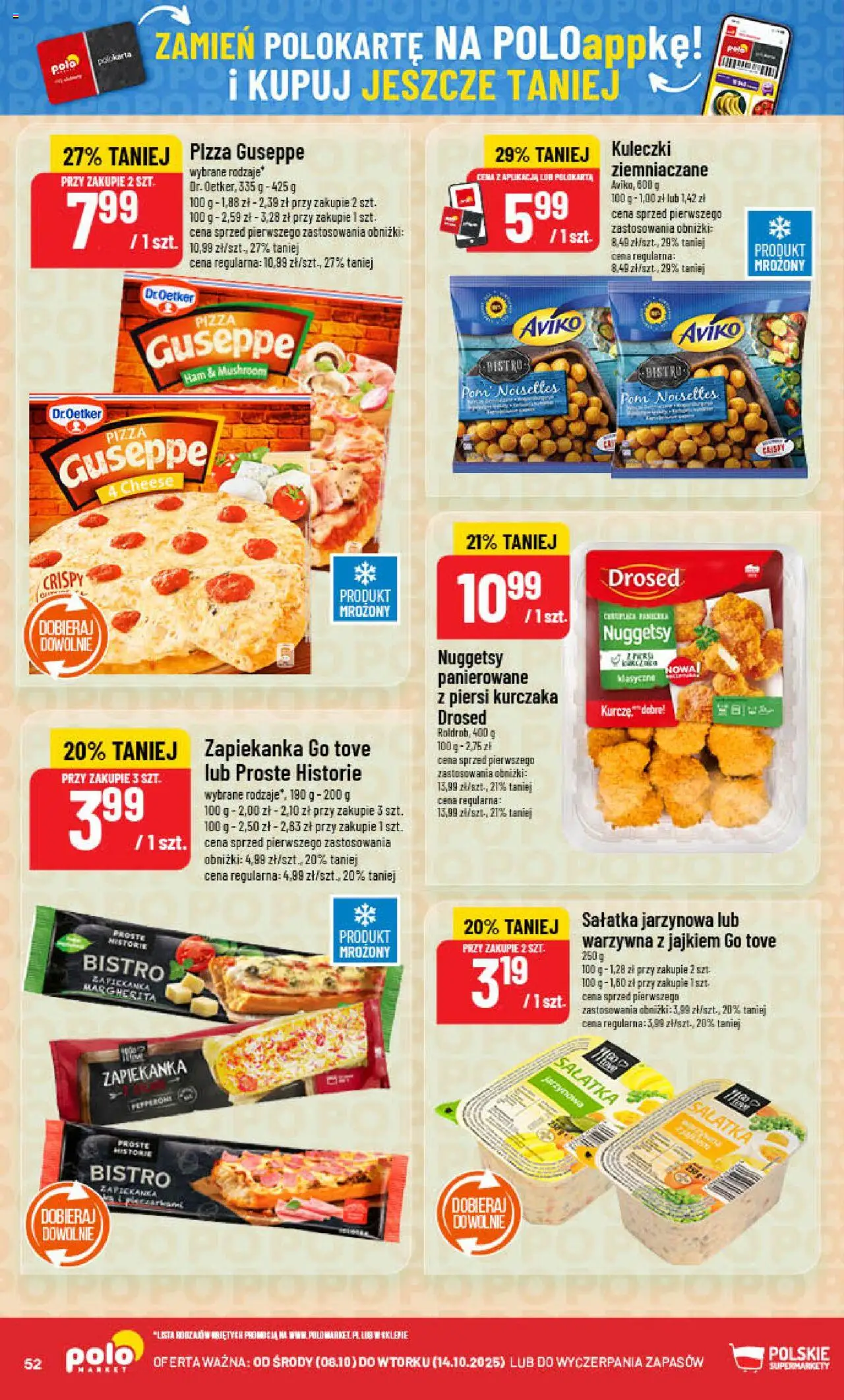 POLOmarket Gazetka od 08.10.2025 | Strona: 52 | Produkty: Piersi, Zapiekanka, Pizza, Sałatka