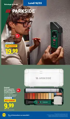 LIDL - Prévisualisation de Parkside® Télémètre laser, Précision: ± 2 mm - Plage de mesure de la roulette de mesure: 20 m L'unité. n°509984 valide à partir de 12.03.2026 | Page: 56
