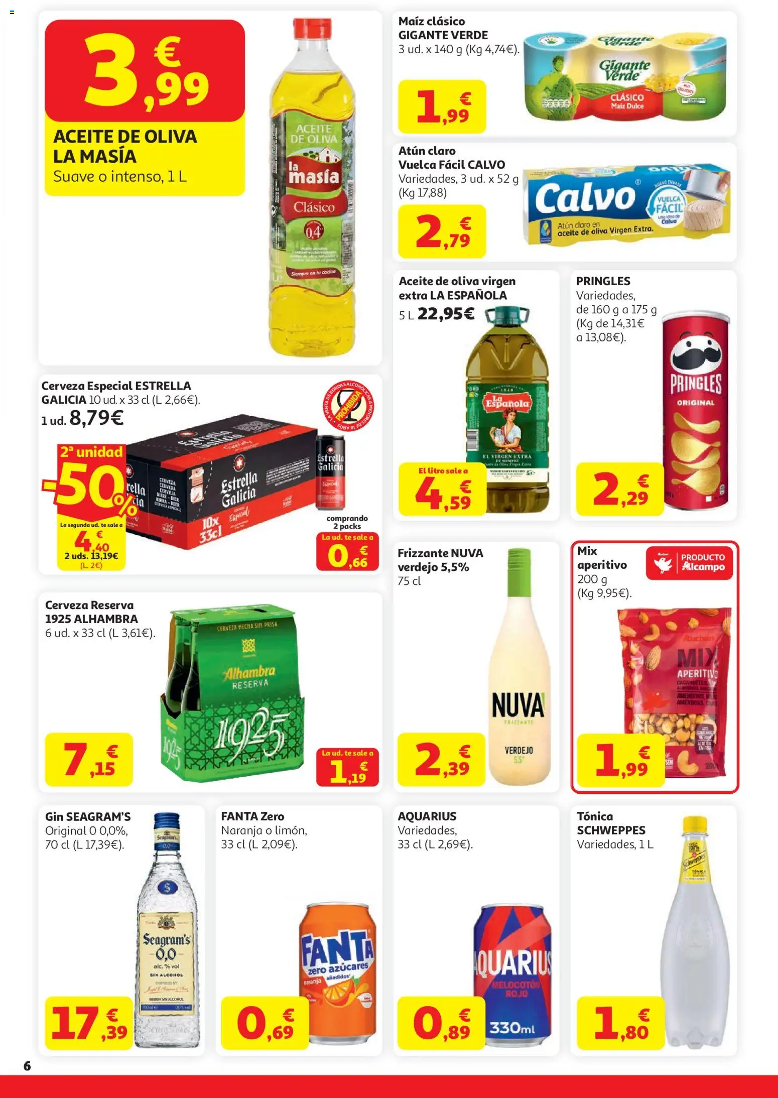 Alcampo Supermercado Nacional │ válido desde el 21.04.2026 | Página: 6 | Productos: Aceite, Aceite de oliva, Melocotón rojo, Atún claro