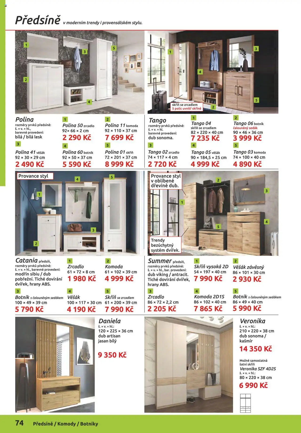 ORFA nábytek katalog 2025-2026 od 01.10.2025 | Strana: 74 | Produkty: Skříně, Šatní skříň, Zrcadlo, Botník