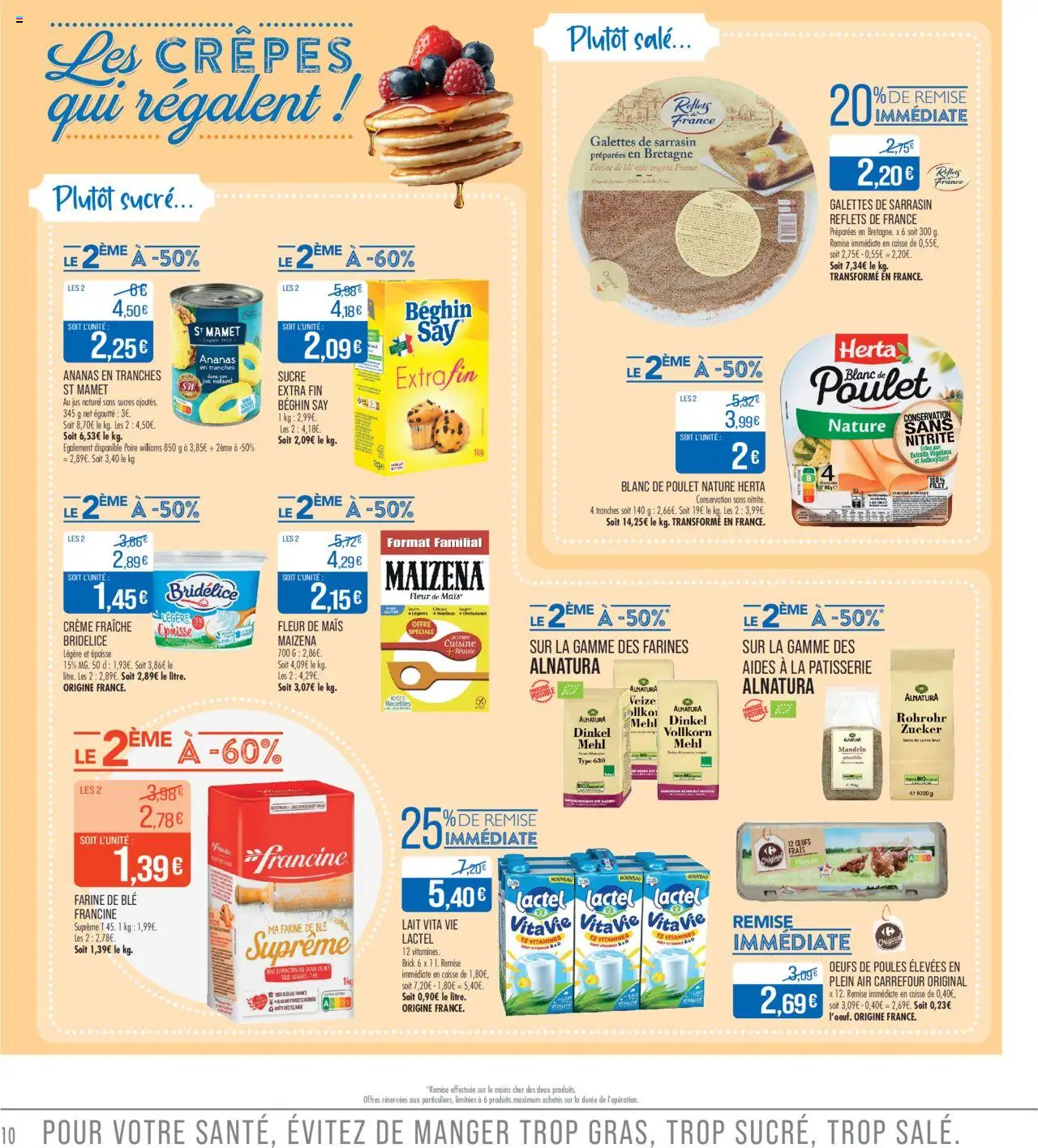 {H1} | Page: 10 | Produits: Sucre, Mais, Œufs, Jus