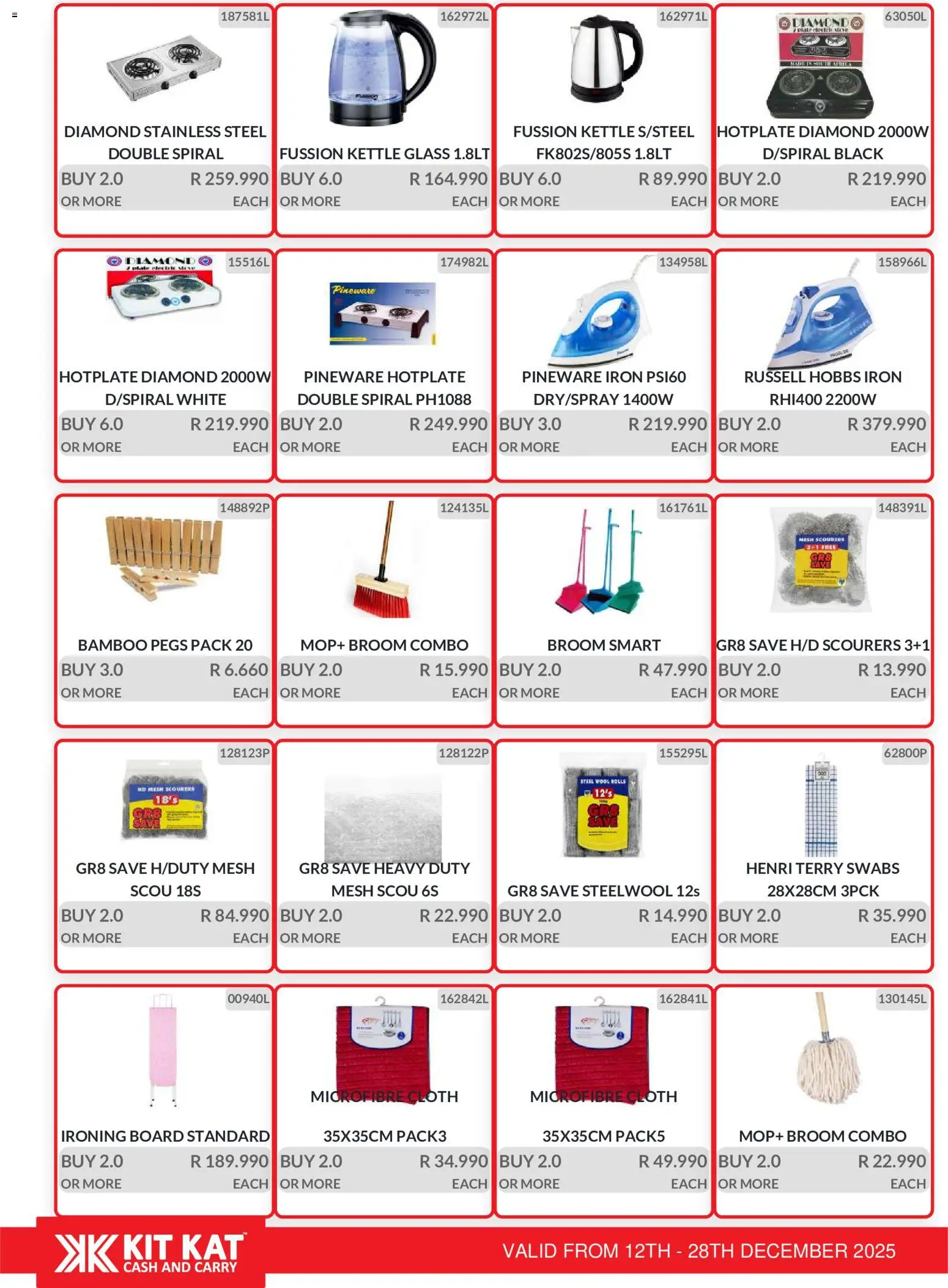 New KIT KAT Cash & Carry catalogue – valid from 12.12.2025 | Page: 32 | Products: Iron, Ironing board, Broom, Steel wool
