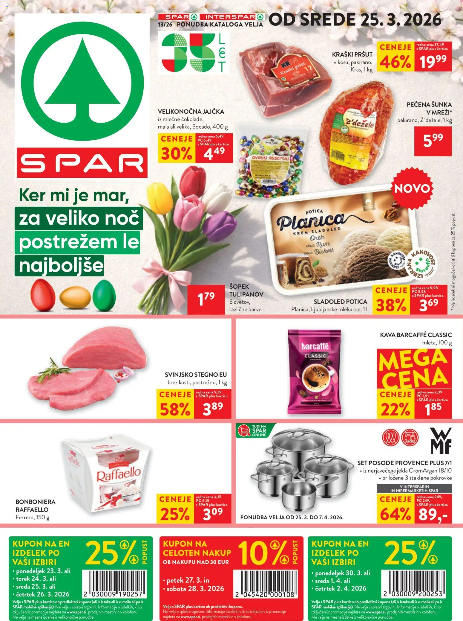 Novi Spar katalog ponudbe – veljaven od 25.03.2026 | Stran: 1 | Izdelki: Pršut, Šopek, Bonboniera, Sunka