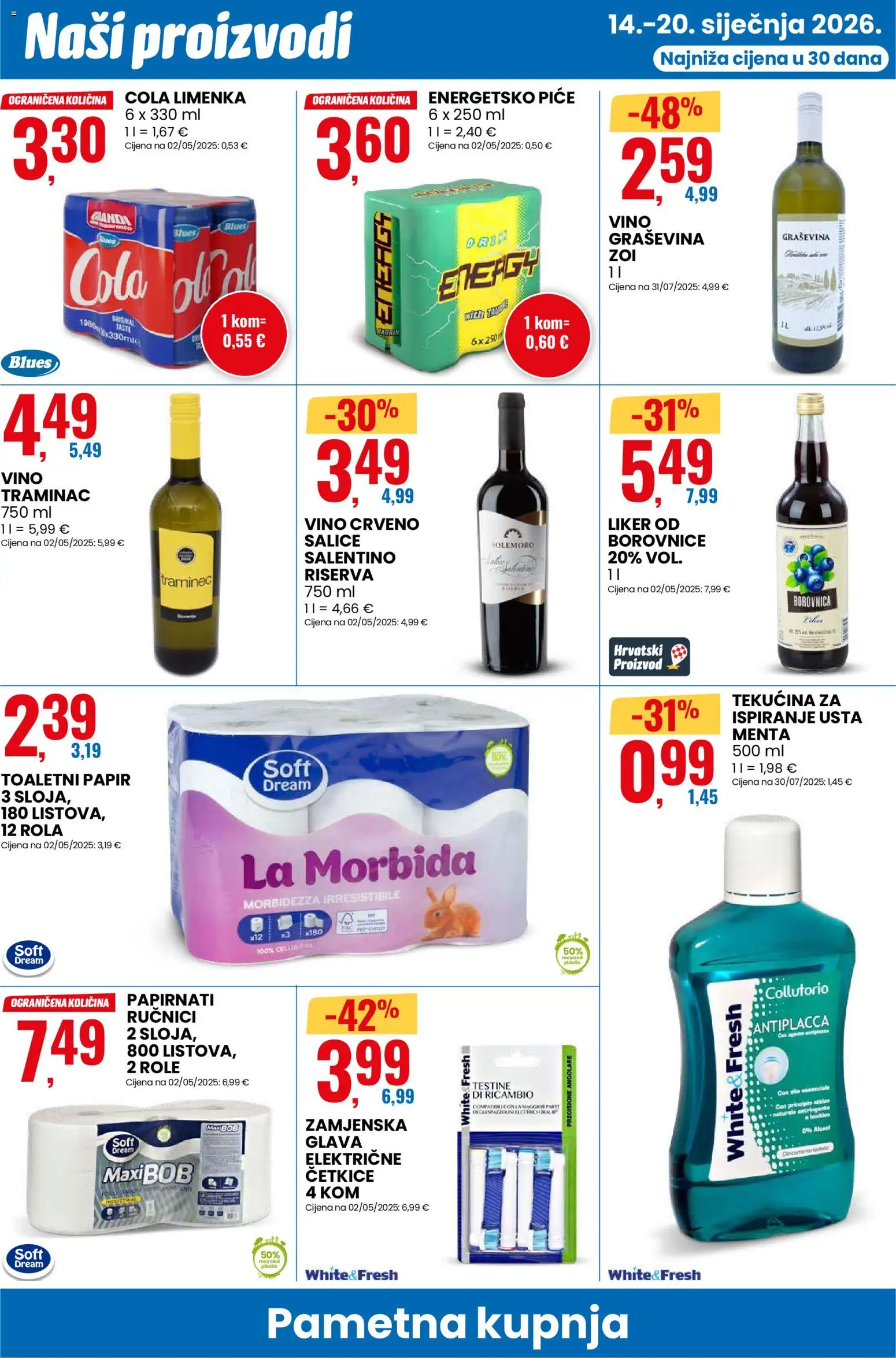 Eurospin katalog | vrijedi od 14.01.2026 | Stranica: 6 | Proizvodi: Toaletni papir, Liker, Borovnica, Borovnice