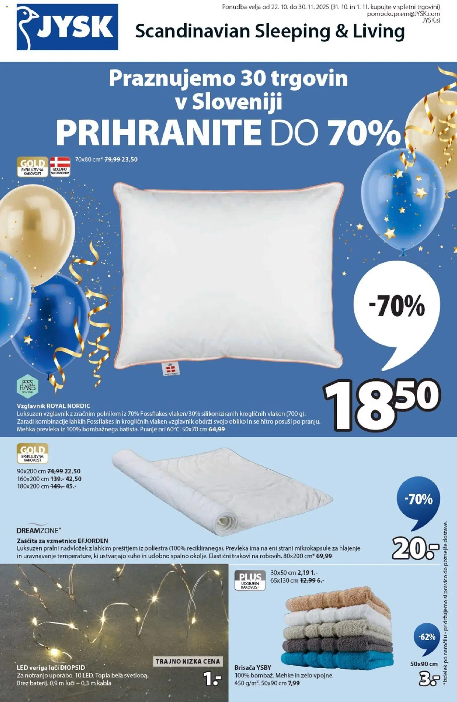 Novi JYSK katalog ponudbe – veljaven od 22.10.2025 | Stran: 1 | Izdelki: Brisača, Vzglavnik, Nadvložek, Prevleka