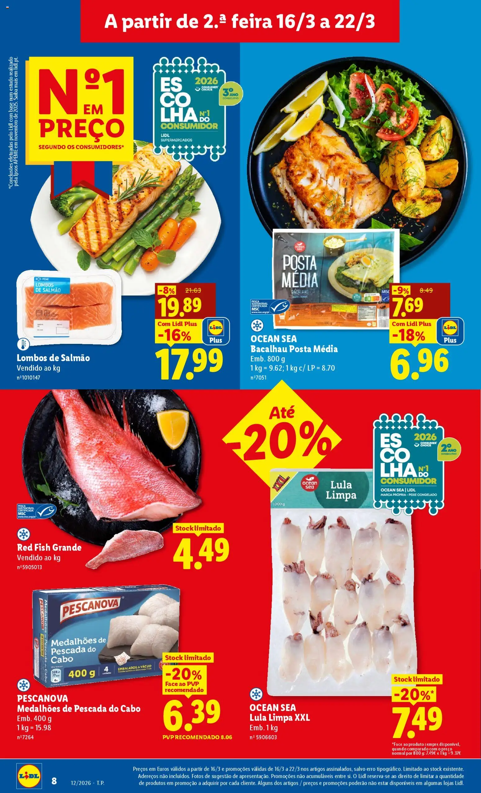 Lidl folheto │ válido de 16.03.2026 | Página: 8 | Produtos: Bacalhau, Base, Pescada do cabo, Peixe