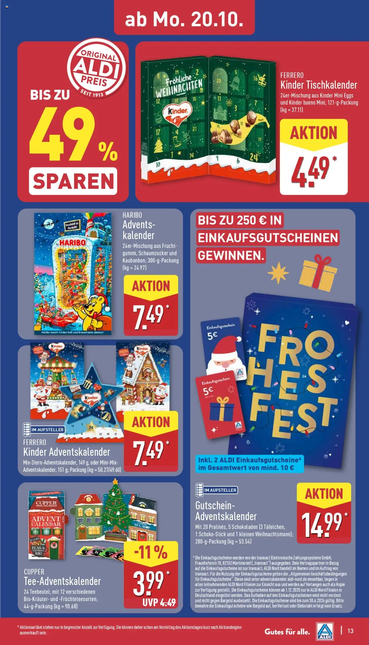 Aldi Prospekt 	 – gültig ab 20.10.2025 | Seite: 13 | Produkte: Haribo, Kinder bueno