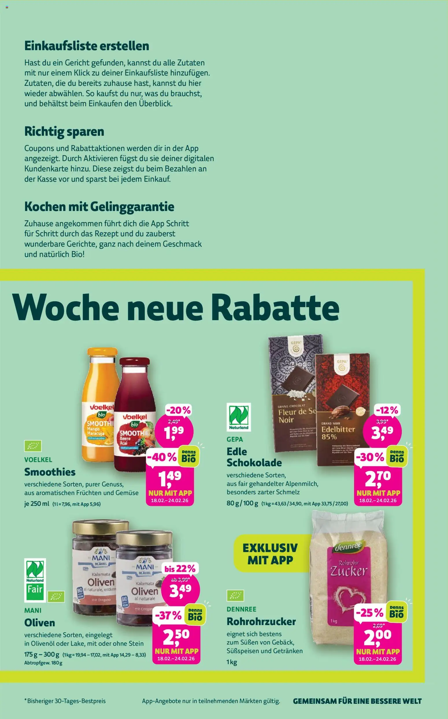 BioMarkt Prospekt – gültig ab 11.02.2026 | Seite: 3 | Produkte: Schokolade, Olivenol, Zucker, Mango