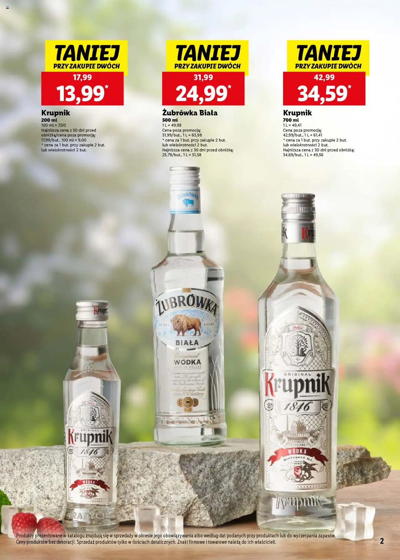 Lidl Katalog alkoholi mocnych od 05.05.2025 | Strona: 2 | Produkty: Żubrówka, Żubrówka biała wódka, Wódka