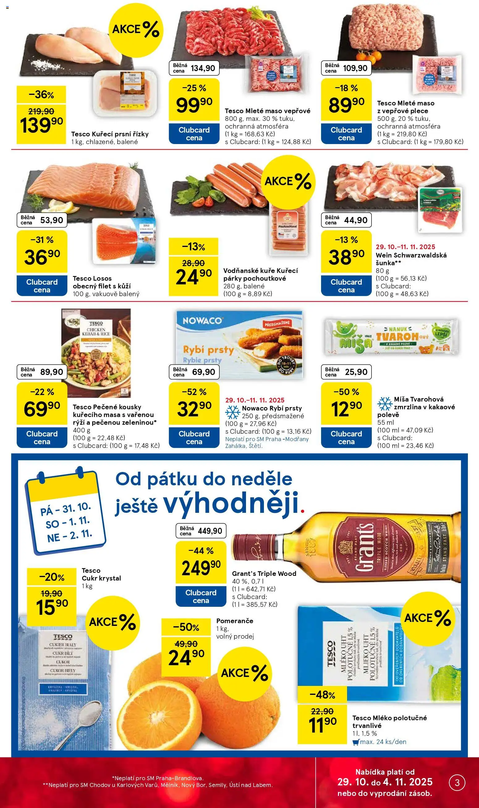 Tesco leták - Supermarket od 29.10.2025 | Strana: 3 | Produkty: Rýži, Mleté maso, Cukr krystal, Cottage