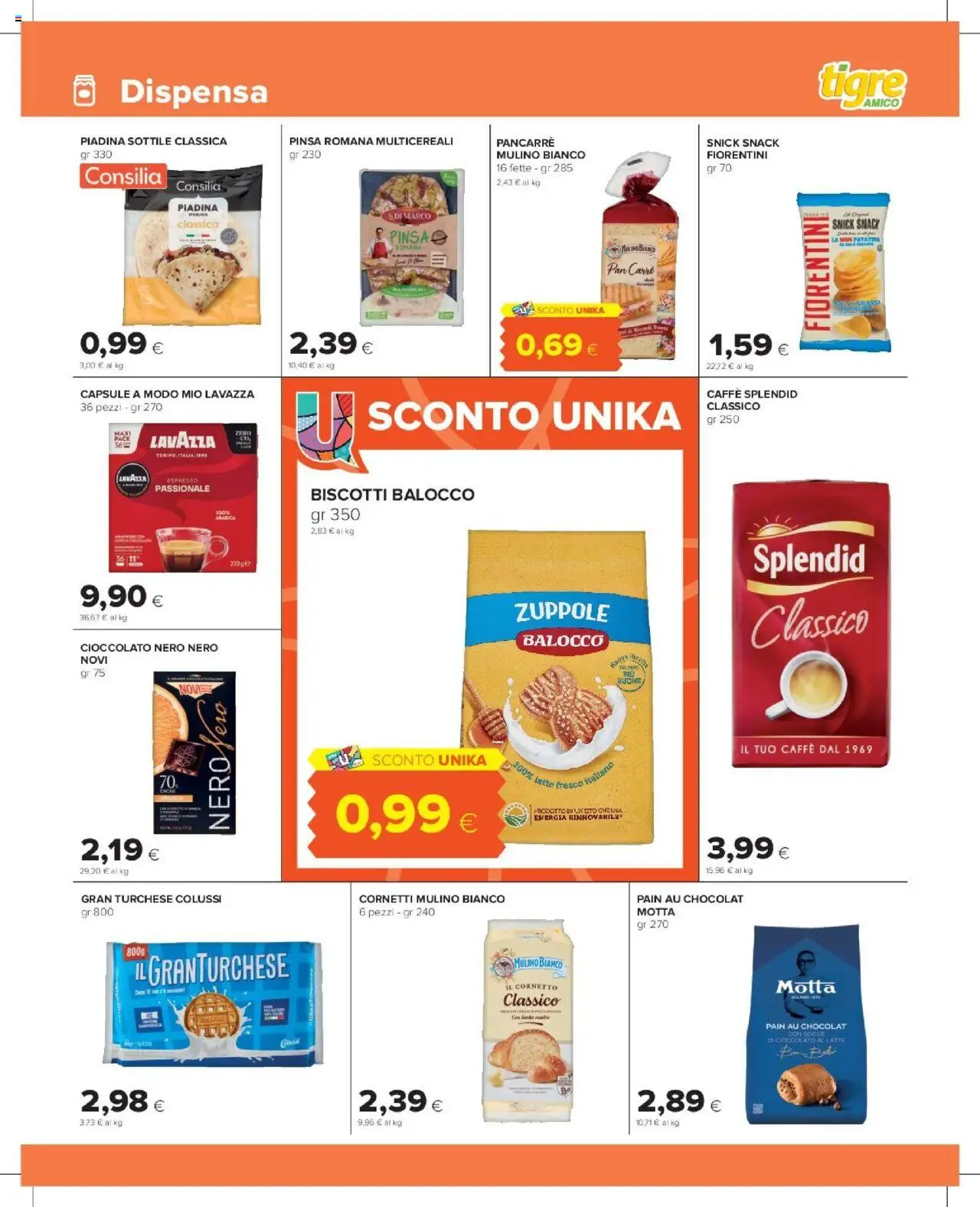 Volantino Tigre del 08.10.2025 | Pagina: 9 | Prodotti: Caffè, Cornetto, Latte, Cacao