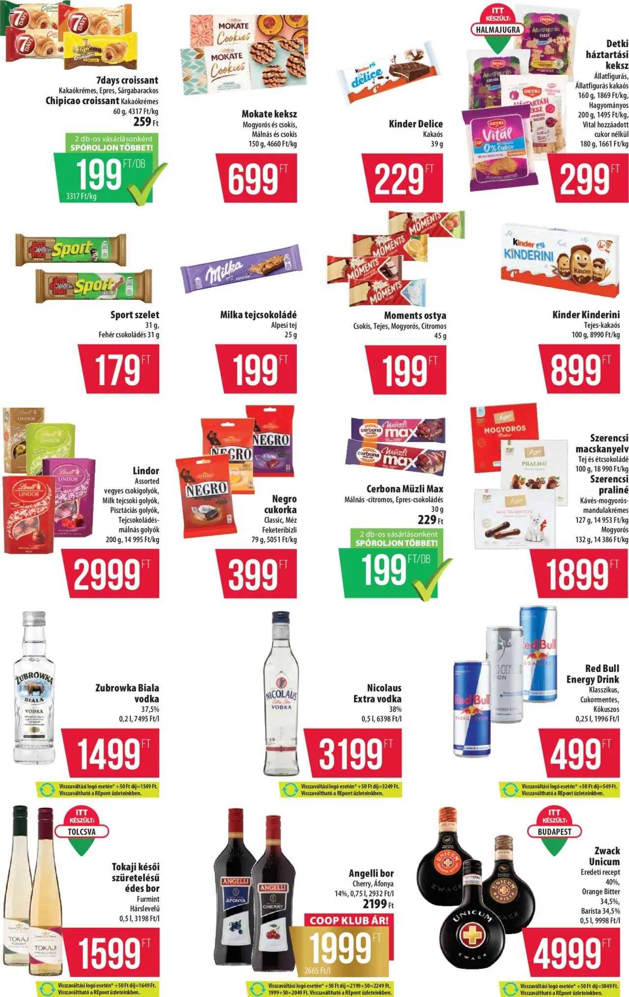 COOP akciós ujság - amely érvényes a következő dátumtól: 09.10.2025 | Oldal: 8 | Termékek: Müzli, Praliné, Tej, Bor