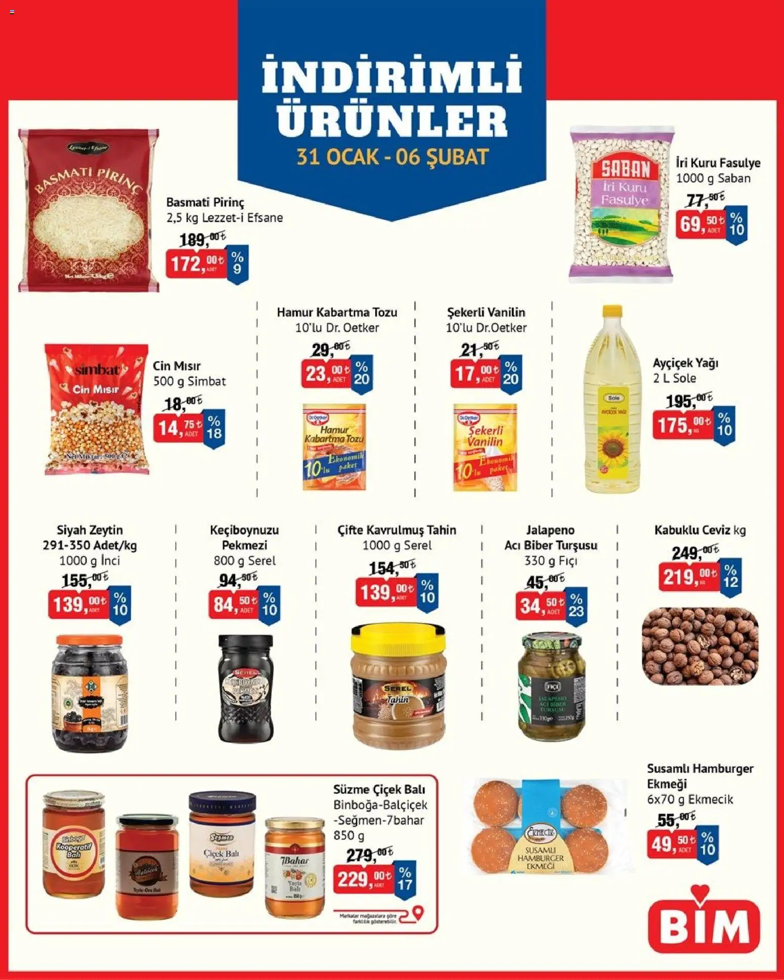 BİM İndirimli Ürünler - 31.01.2026 tarihinden itibaren geçerlidir | Sayfa: 1 | Ürünler: Acı biber, Zeytin, Mısır, Ocak