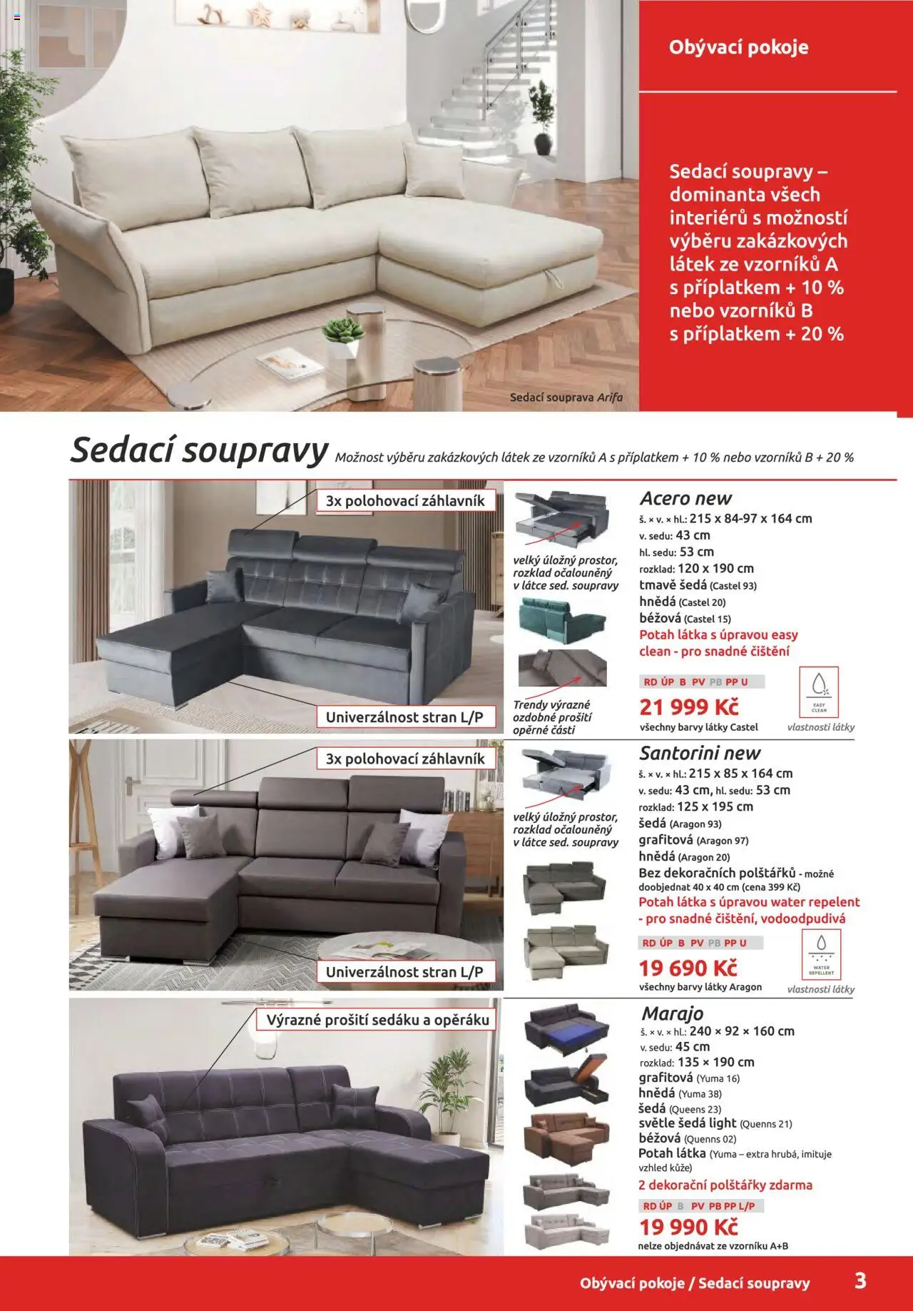 ORFA nábytek katalog 2025-2026 od 01.10.2025 | Strana: 3 | Produkty: Polštářky, Sedací souprava, Repelent, Barvy