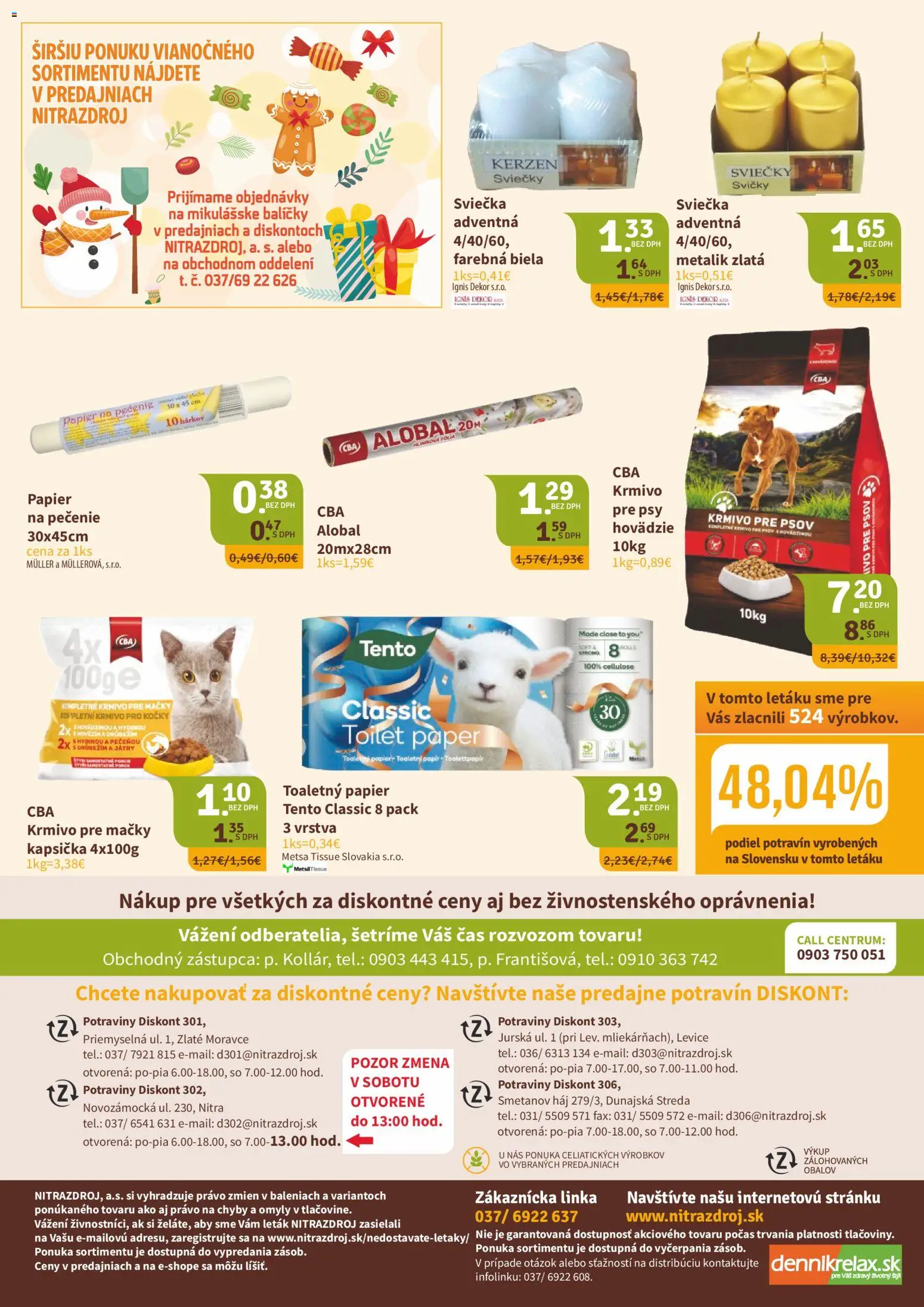 Nové Nitrazdroj akcie – leták je platný od 21.11.2025 | Strana: 8 | Produkty: Toaletný papier, Sviečky