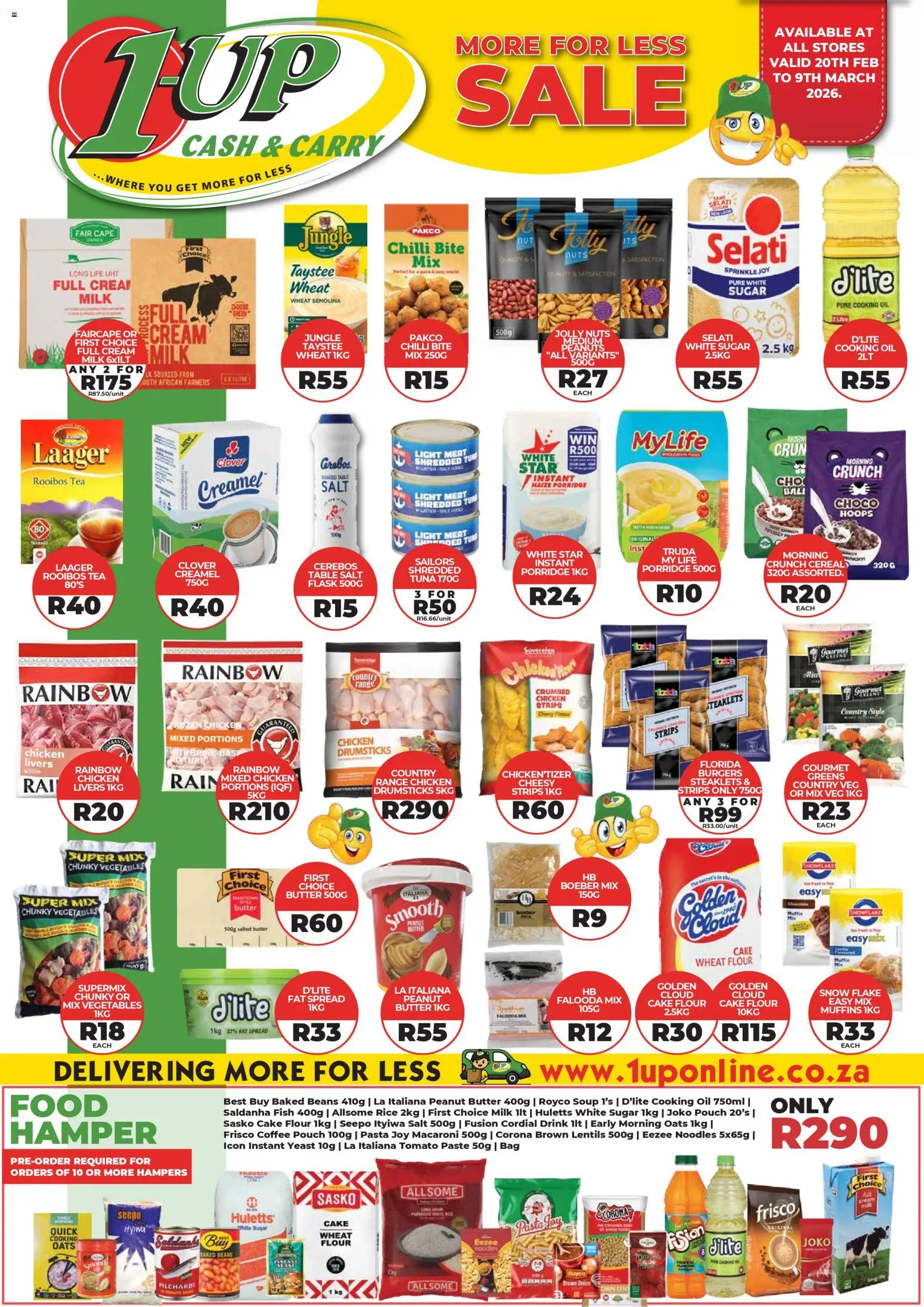 New 1UP Cash & Carry catalogue – valid from 20.02.2026 | Page: 1 | Products: Muffins, Tea, Pasta, Nuts