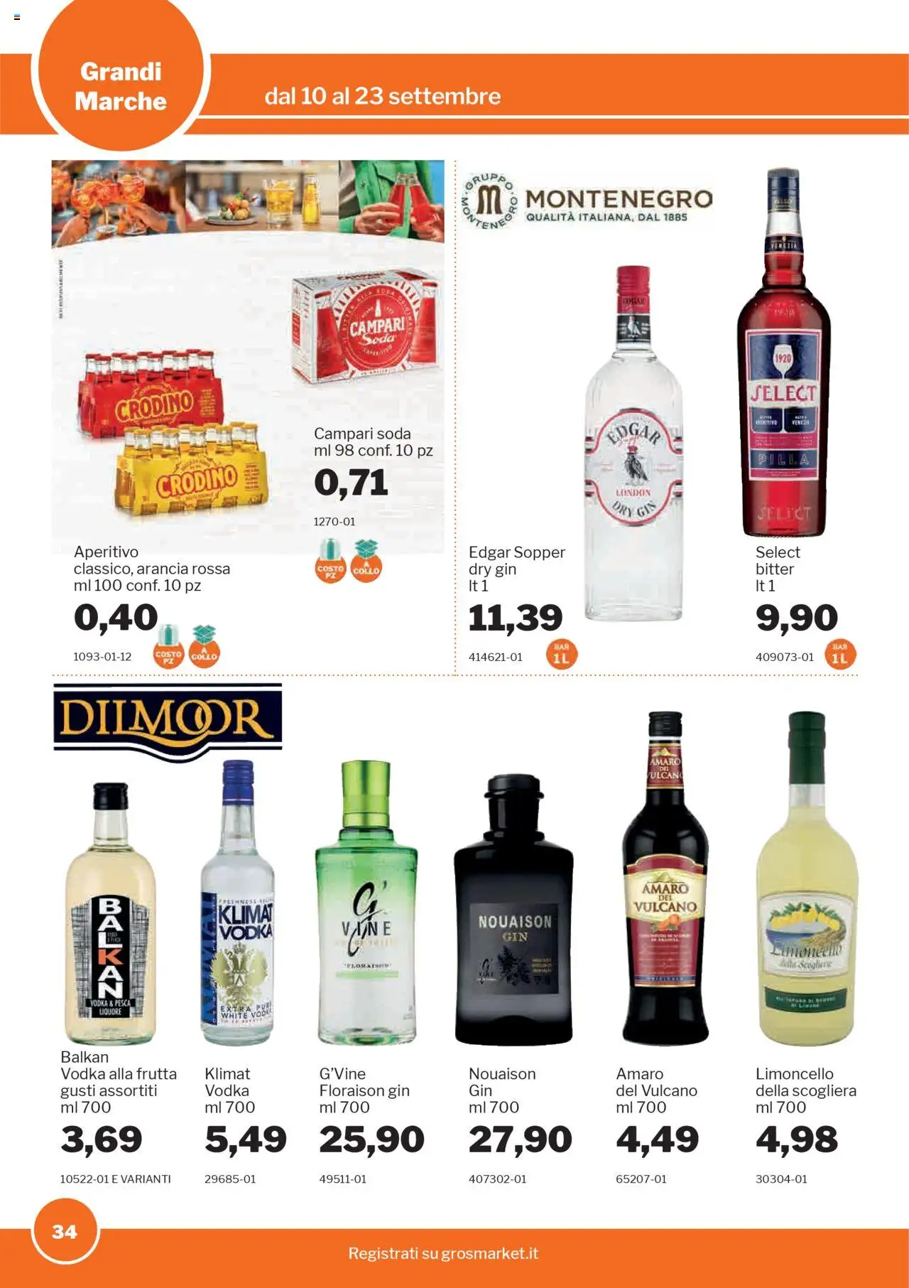 Volantino Sogegross del 10.09.2025 | Pagina: 34 | Prodotti: Pesca, Liquore, Amaro, Aperitivo