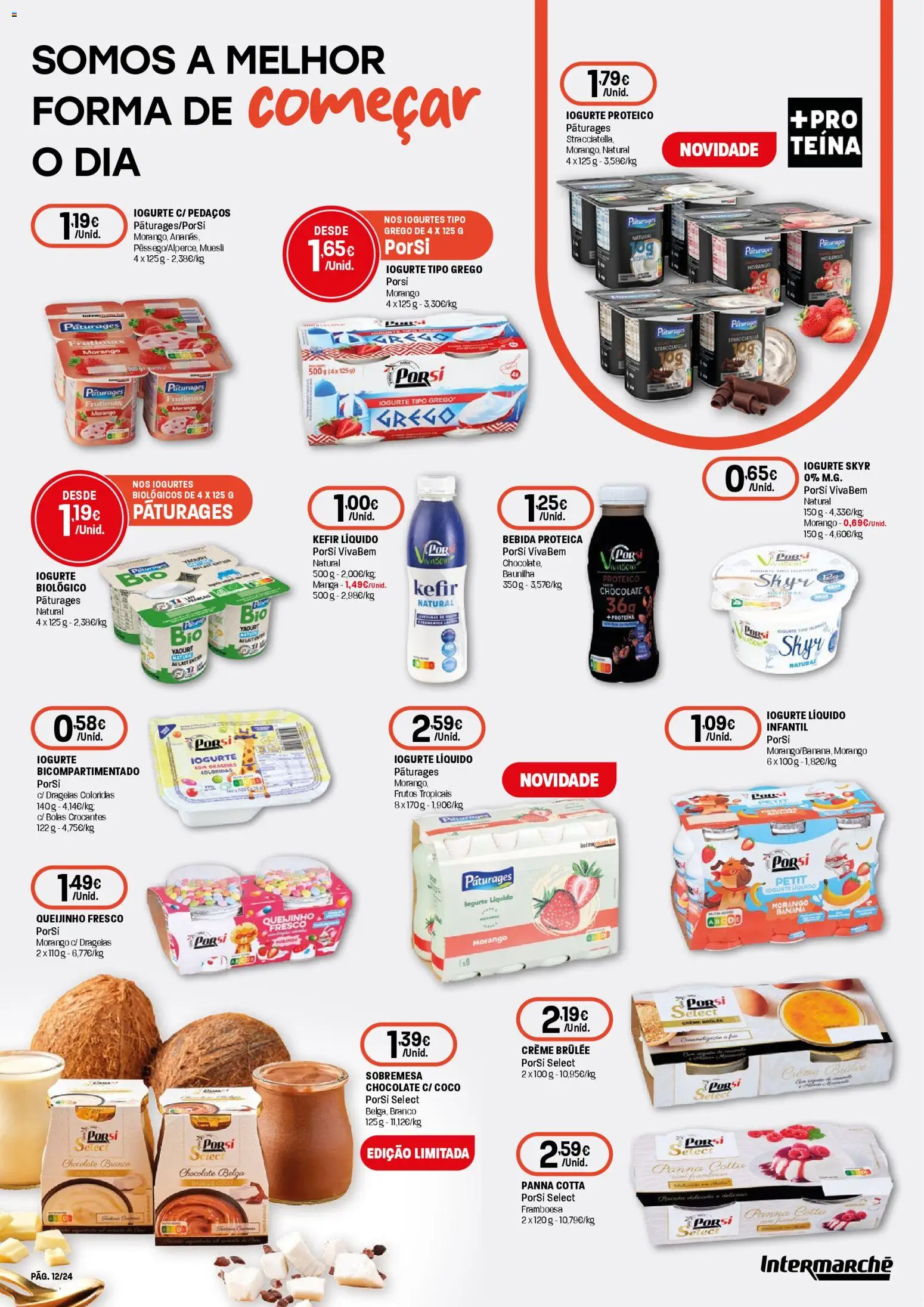 Intermarché folheto │ válido de 06.11.2025 | Página: 12 | Produtos: Iogurte, Chocolate, Creme, Iogurte liquido
