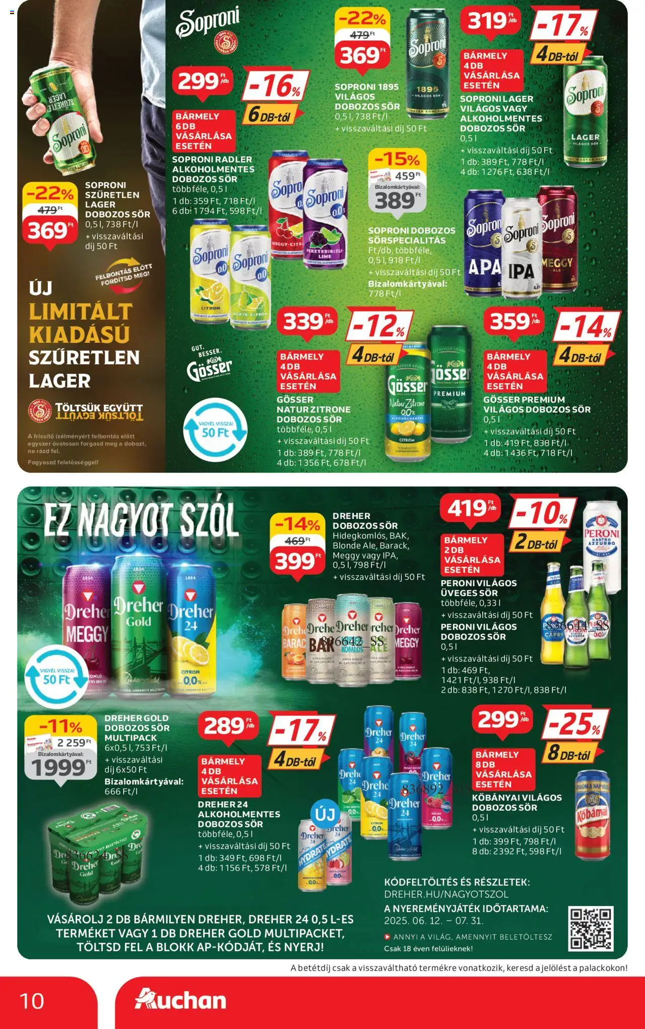 Auchan akciós ujság - amely érvényes a következő dátumtól: 19.06.2025 | Oldal: 10 | Termékek: Körte, Gösser, Bor, Sör