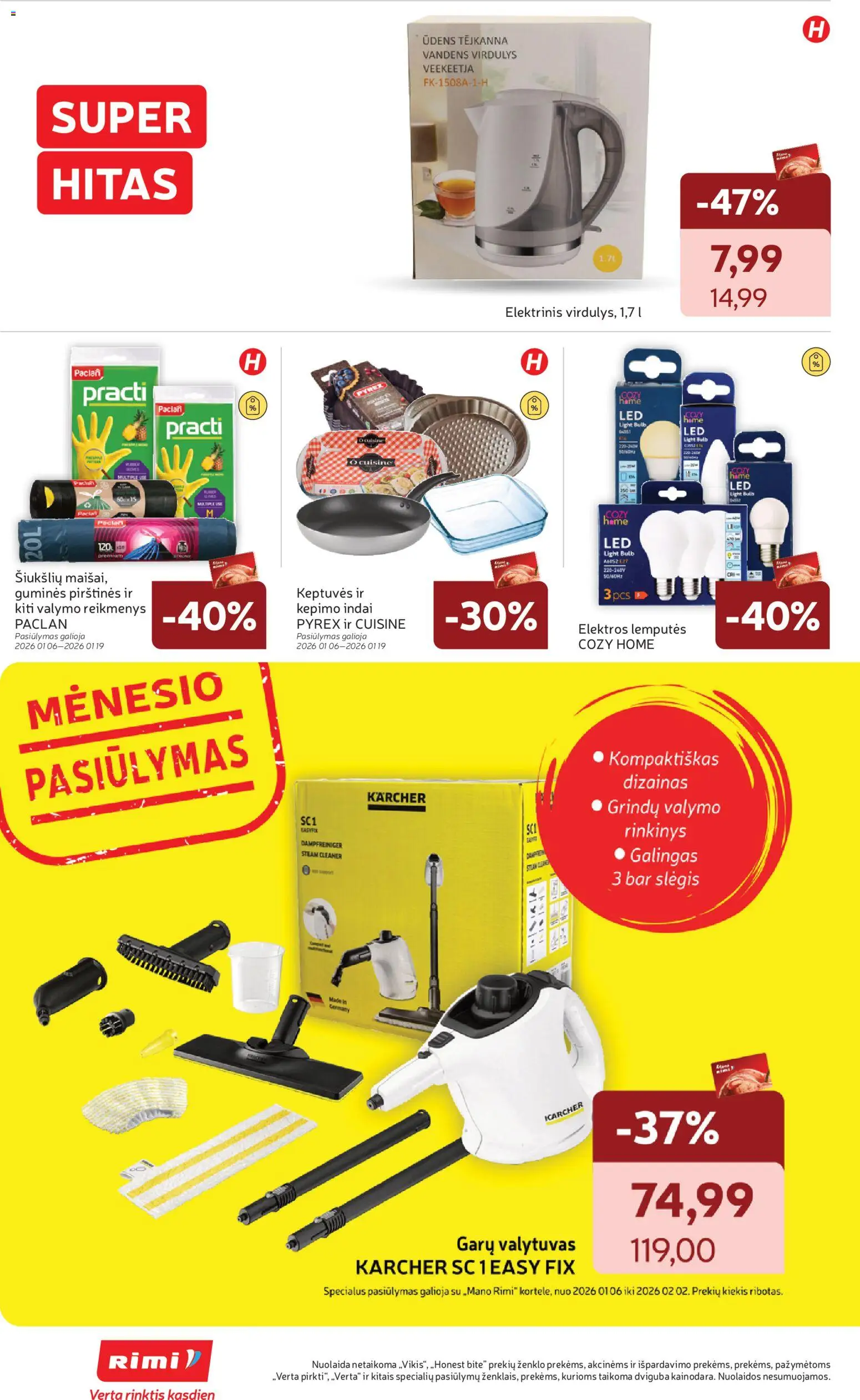 Rimi akcijos nuo 13.01.2026 | Puslapis: 32 | Prekių: Indai, Virdulys, Pirštines