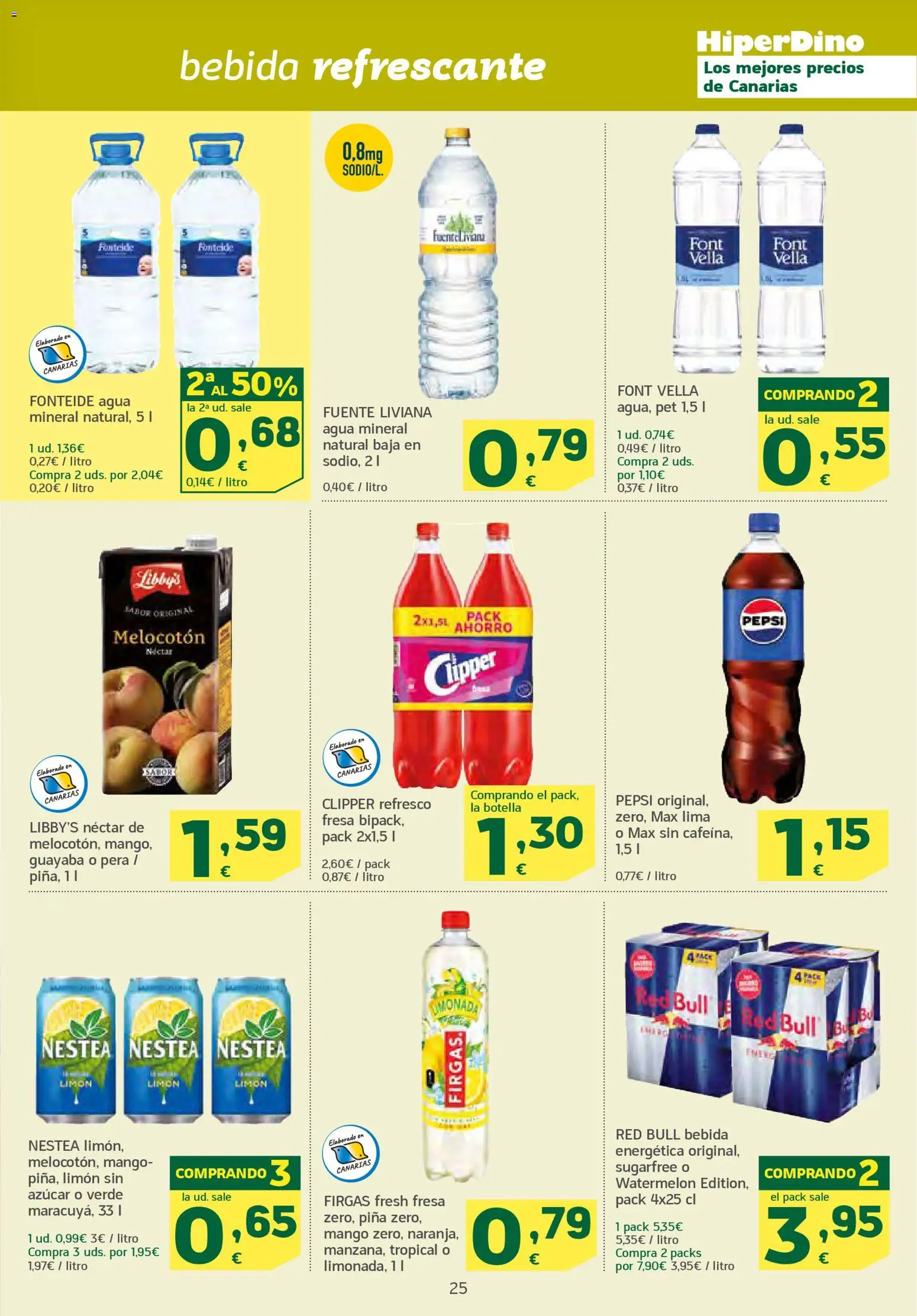 HiperDino folleto │ válido desde el 10.03.2026 | Página: 25 | Productos: Lima, Ρούτερ, Néctar, Agua mineral