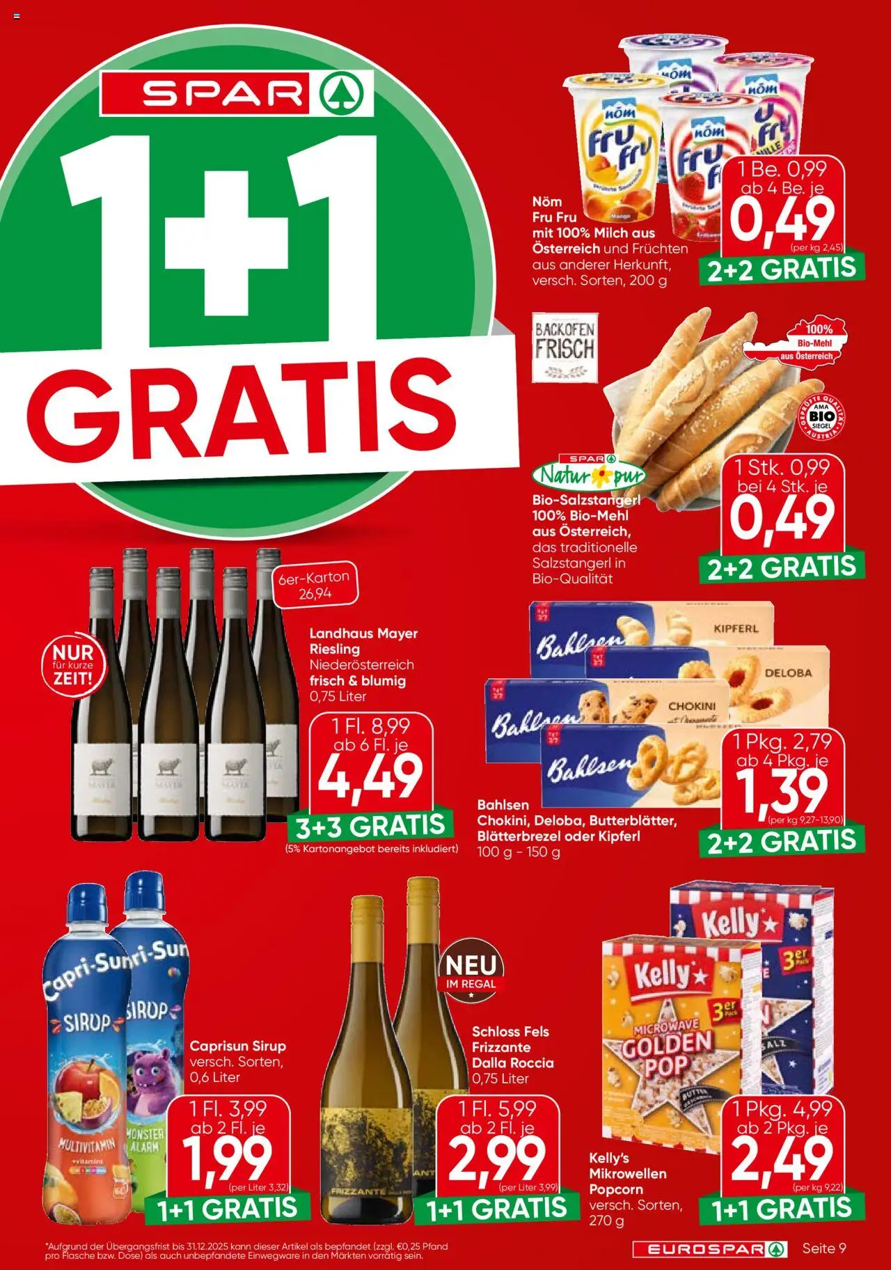 Eurospar Flugblatt gültig ab 14.08.2025 | Seite: 9 | Produkte: Regal, Milch, Papier blanc