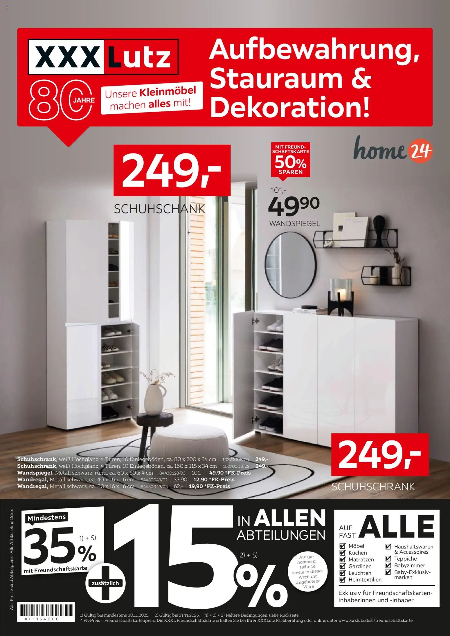 XXXL Lutz Aufbewahrung & Deko – gültig ab 16.11.2025 | Seite: 1 | Produkte: Wandspiegel, Kuchen