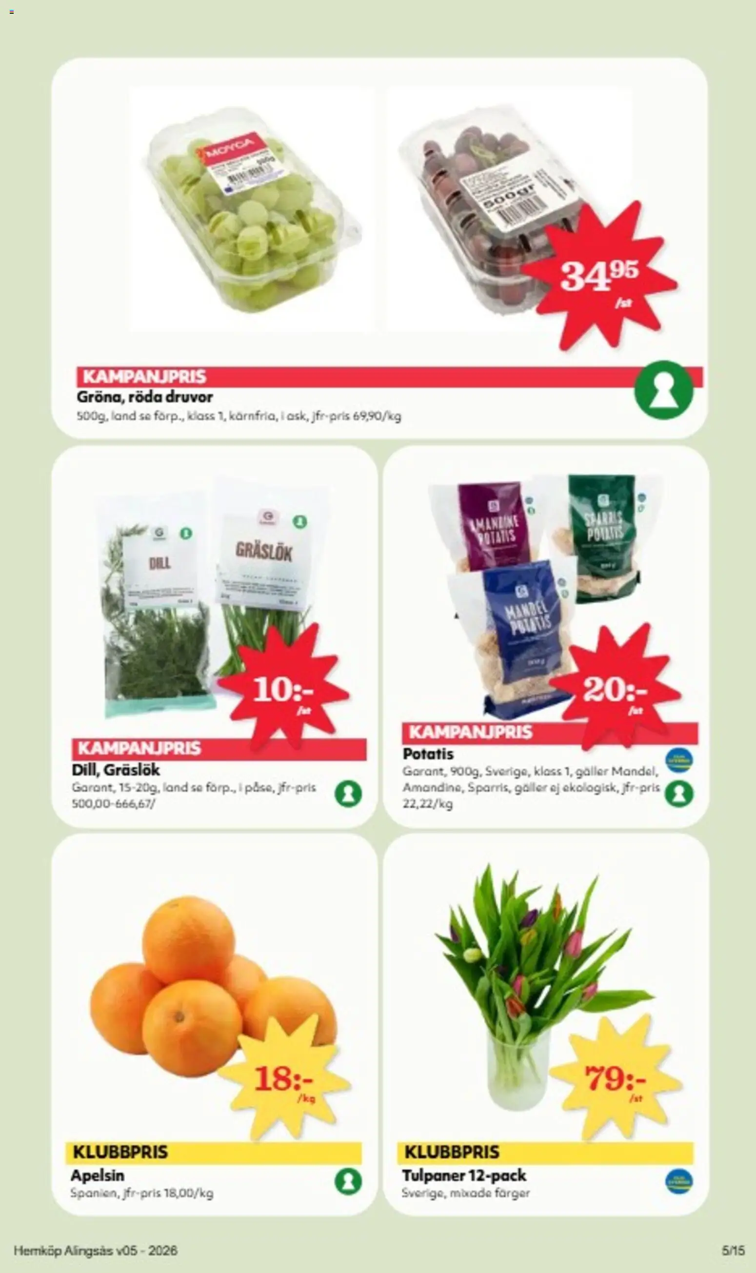 Hemköp reklamblad aktuell från 26.01.2026 | Sida: 5 | Produkter: Galler, Gräslök, Sparris, Apelsin
