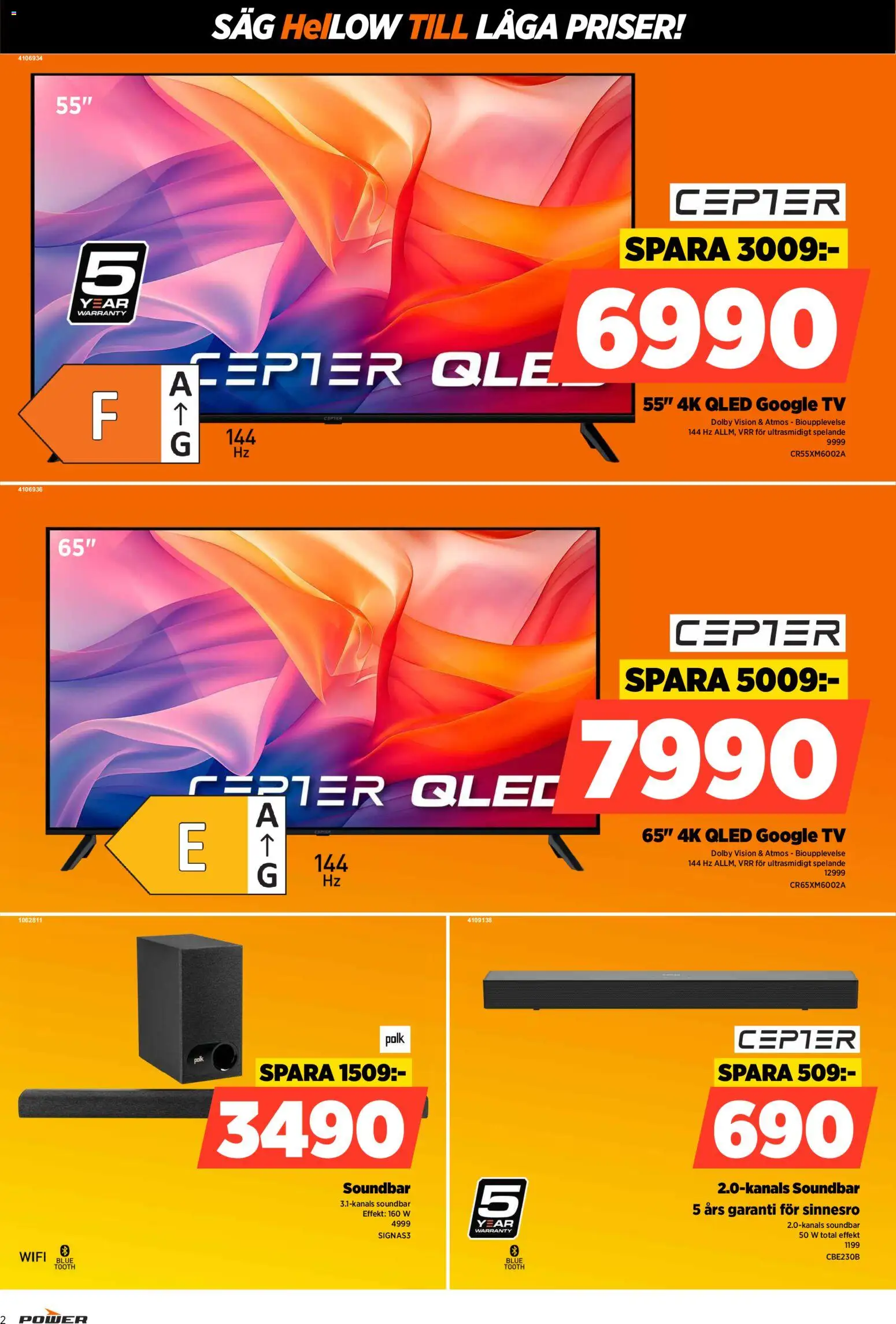 Power reklamblad aktuell från 13.04.2026 | Sida: 2 | Produkter: Såg, Tv, Wifi