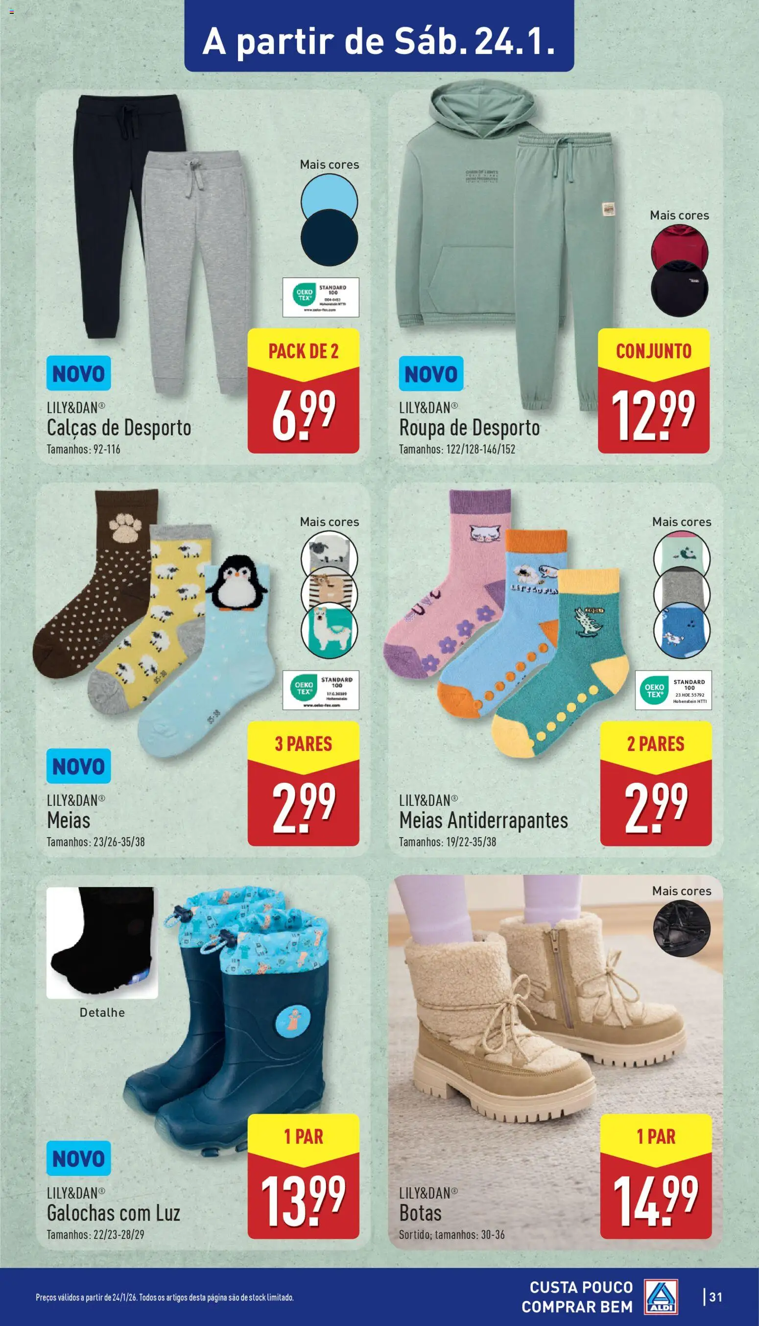 Aldi folheto │ válido de 19.01.2026 | Página: 31 | Produtos: Botas, Calças, Galochas, Meias