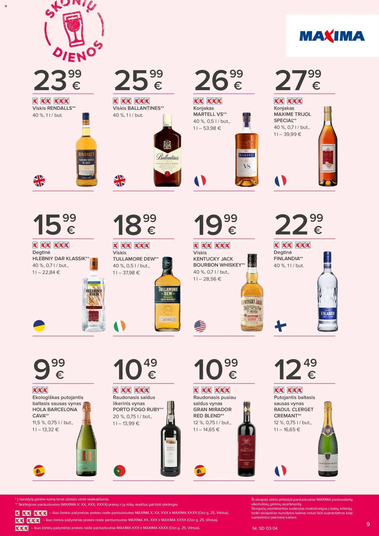 MAXIMA akcijos nuo 19.02.2026 | Puslapis: 9 | Prekių: Degtinė, Viskis, Vynas