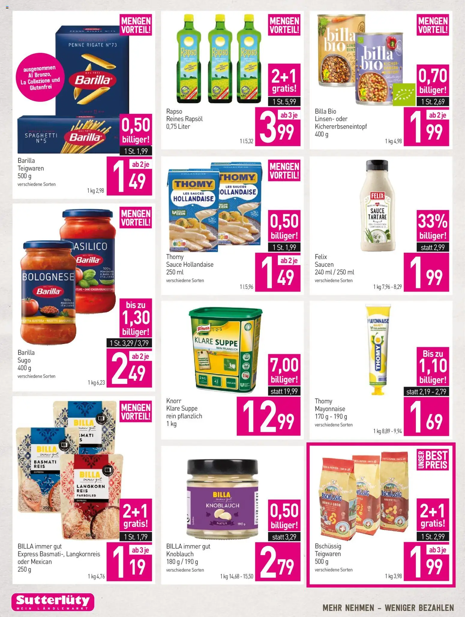 Sutterlüty Flugblatt gültig ab 05.03.2026 | Seite: 20 | Produkte: Mayonnaise, Knoblauch, Hajdina liszt, Reis